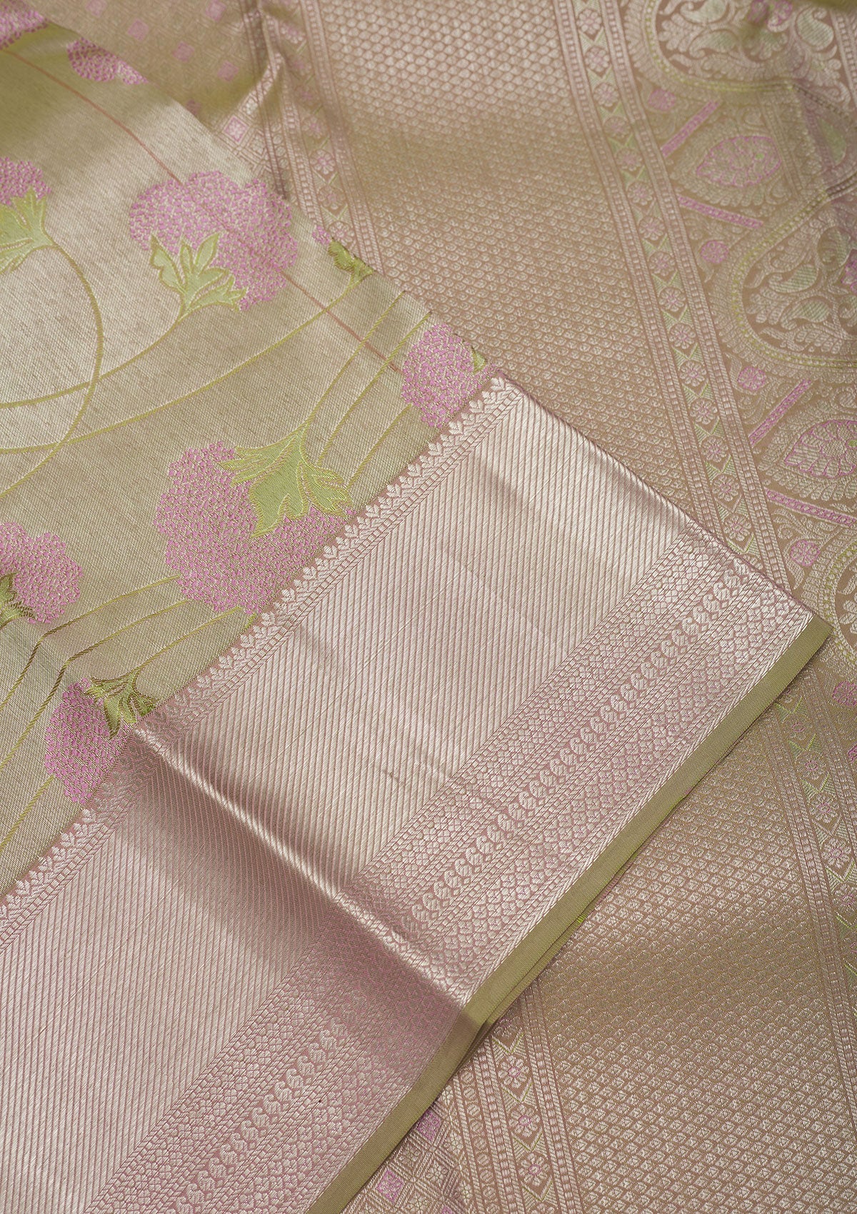 Koskii Pista Green Zariwork Pure Silk Saree – Women's - view 4