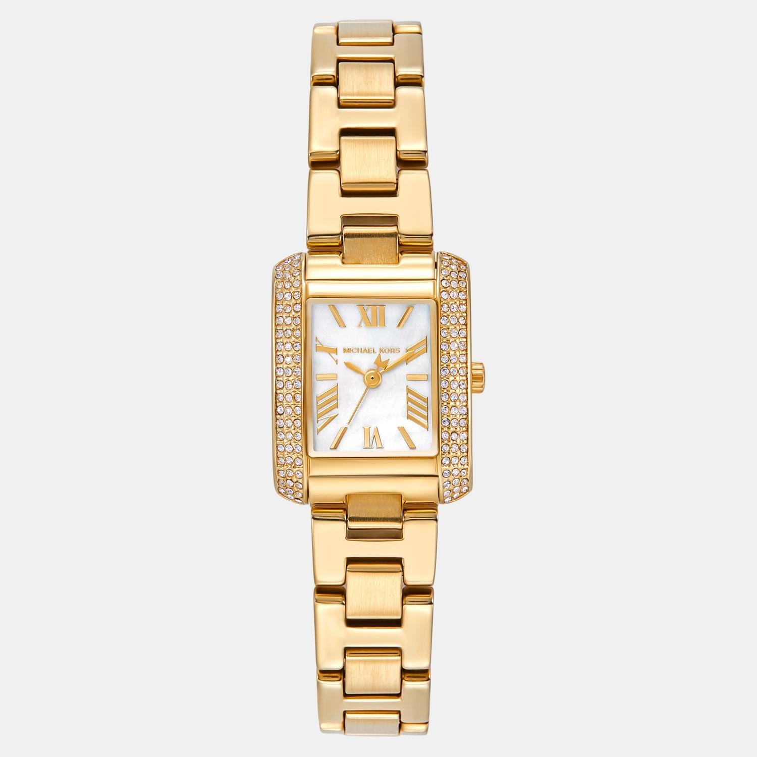 Michael Kors Emery Women Quartz White Mother Of Pearl Dial Analog Stainless Steel Watch MK4867