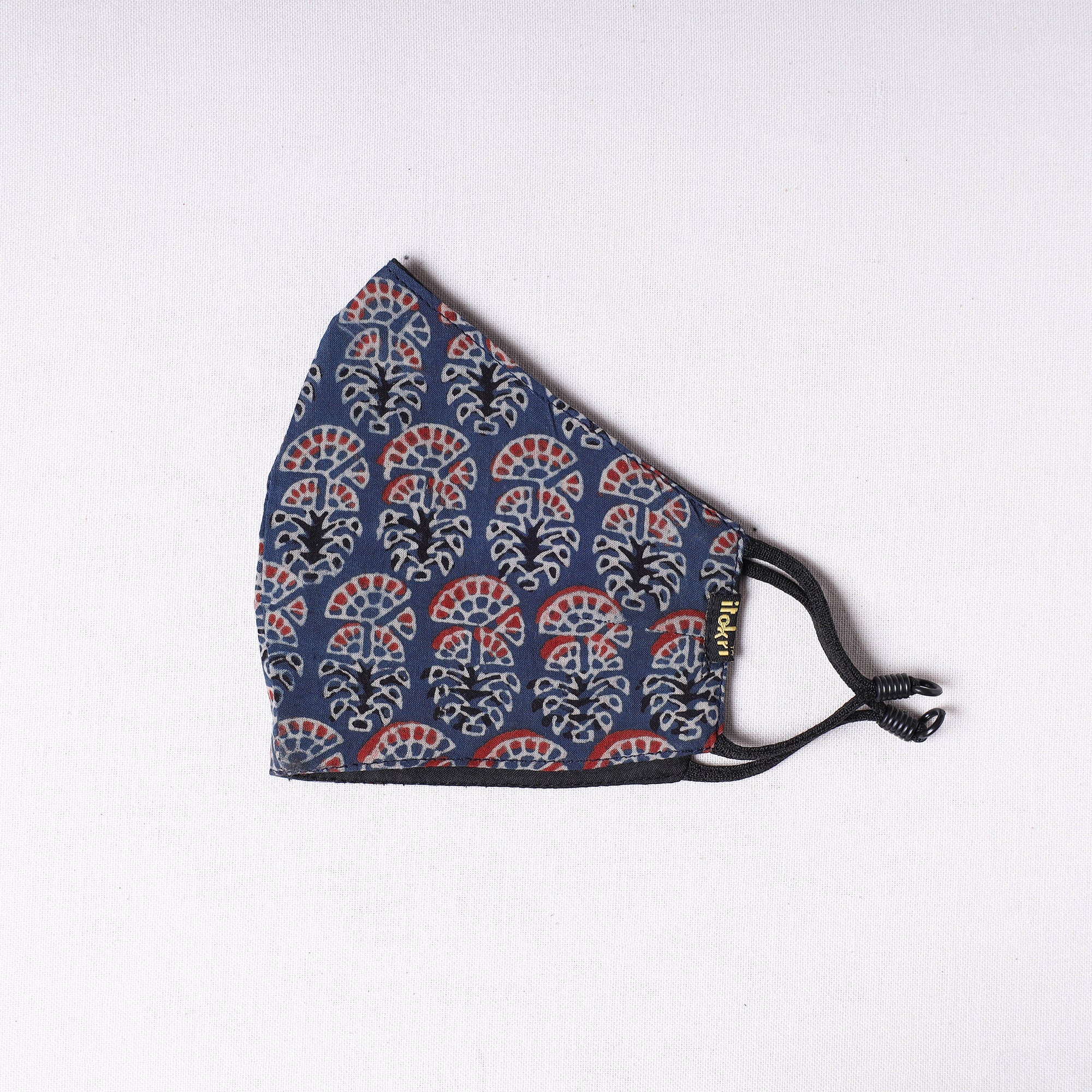 JALPARI Ajrakh Block Printed Cotton 3 Layer Snug Fit Face Cover