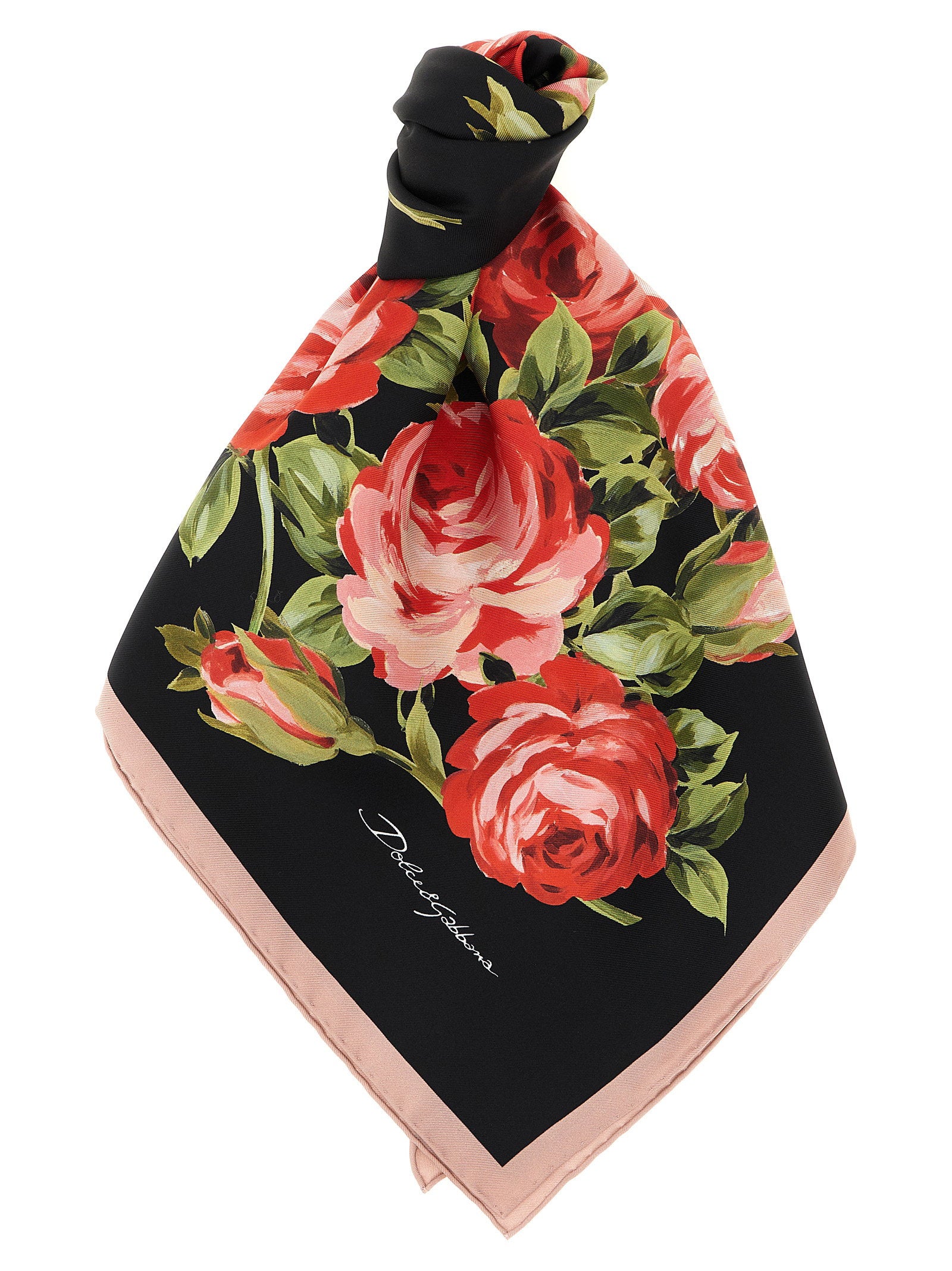 Dolce & Gabbana Bouquet Rose Scarf – 100% silk