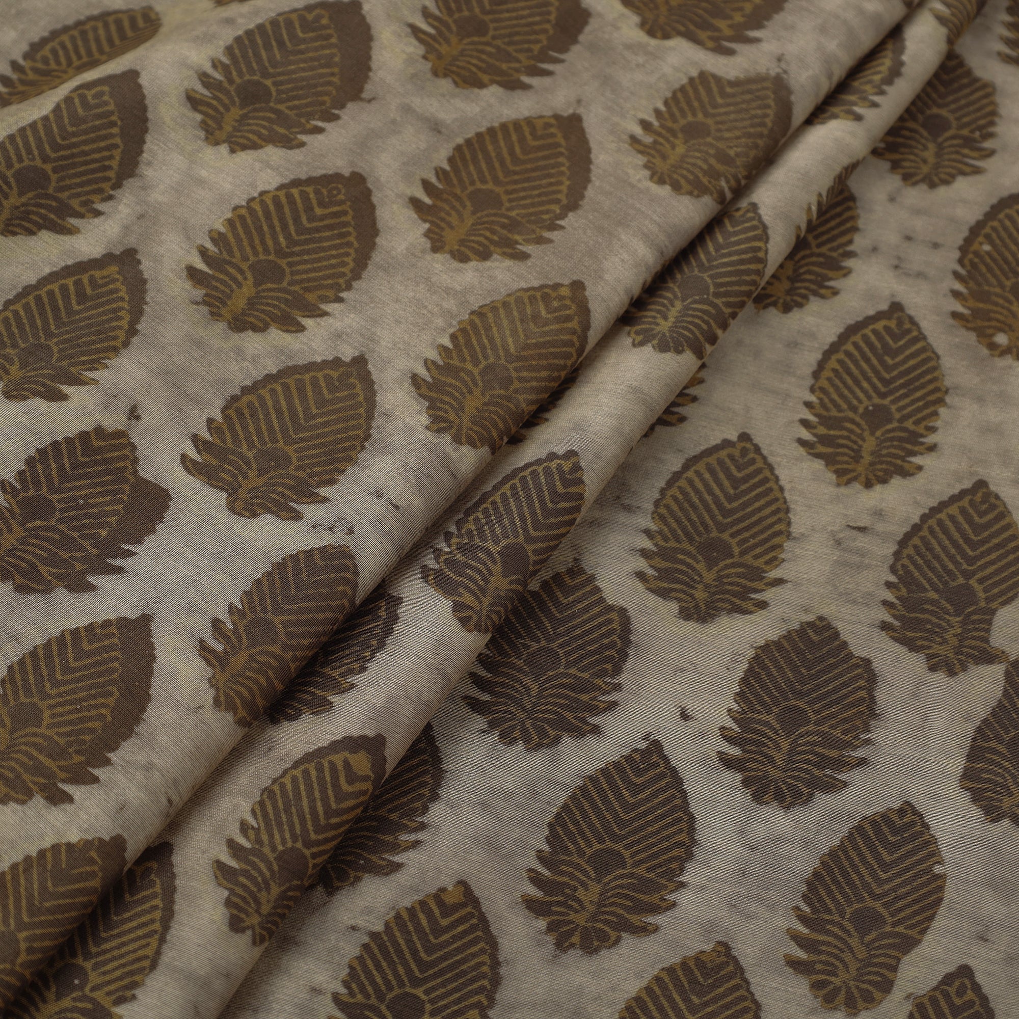 HAVELI CHRONICLES Brown - Natural Dyed Chanderi Silk Akola Print Fabric 09 - view 2