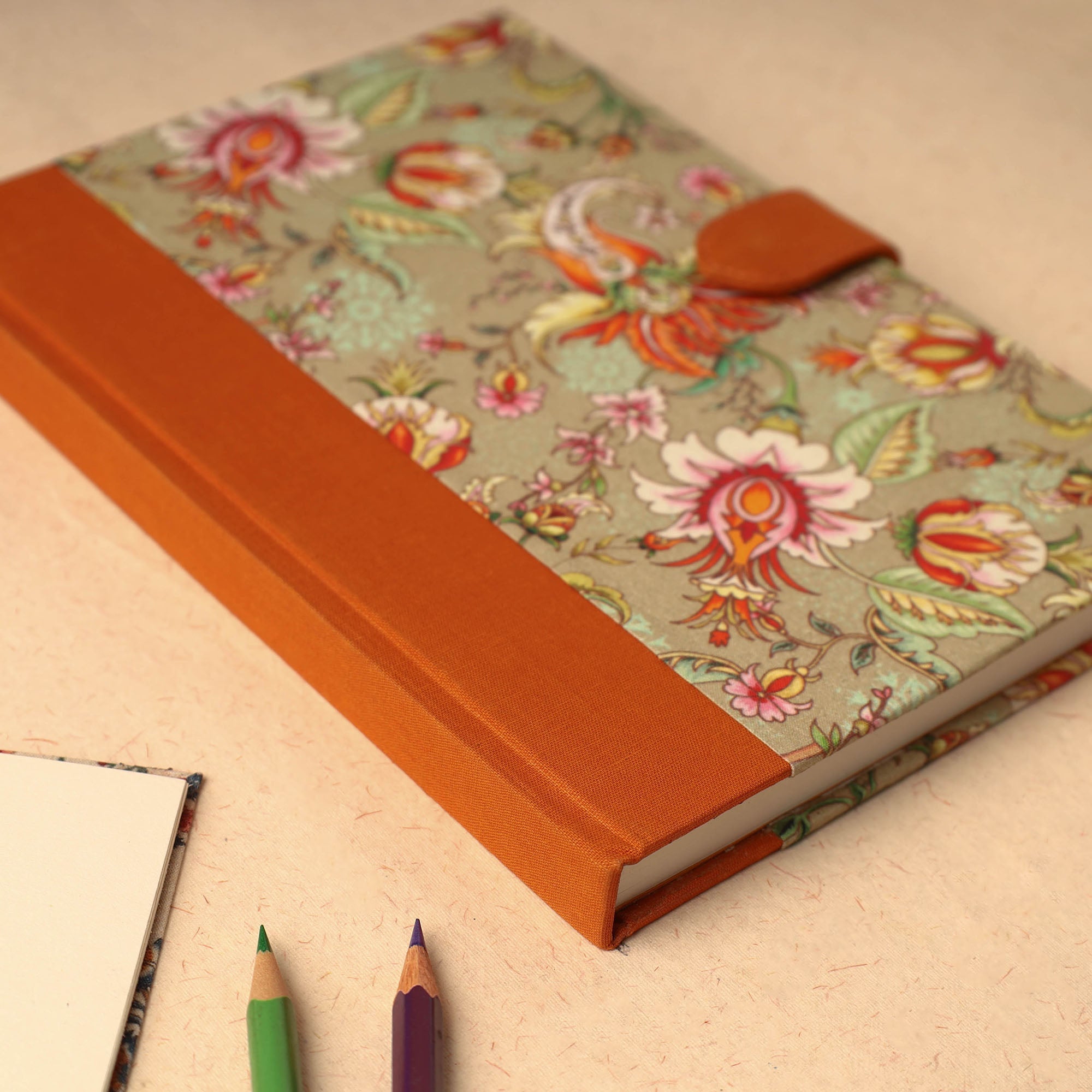 SUKRITI INPRINT Brown - Floral Printed Handcrafted Magnetic Closure Notebook (8 x 6 in) 11 - view 2