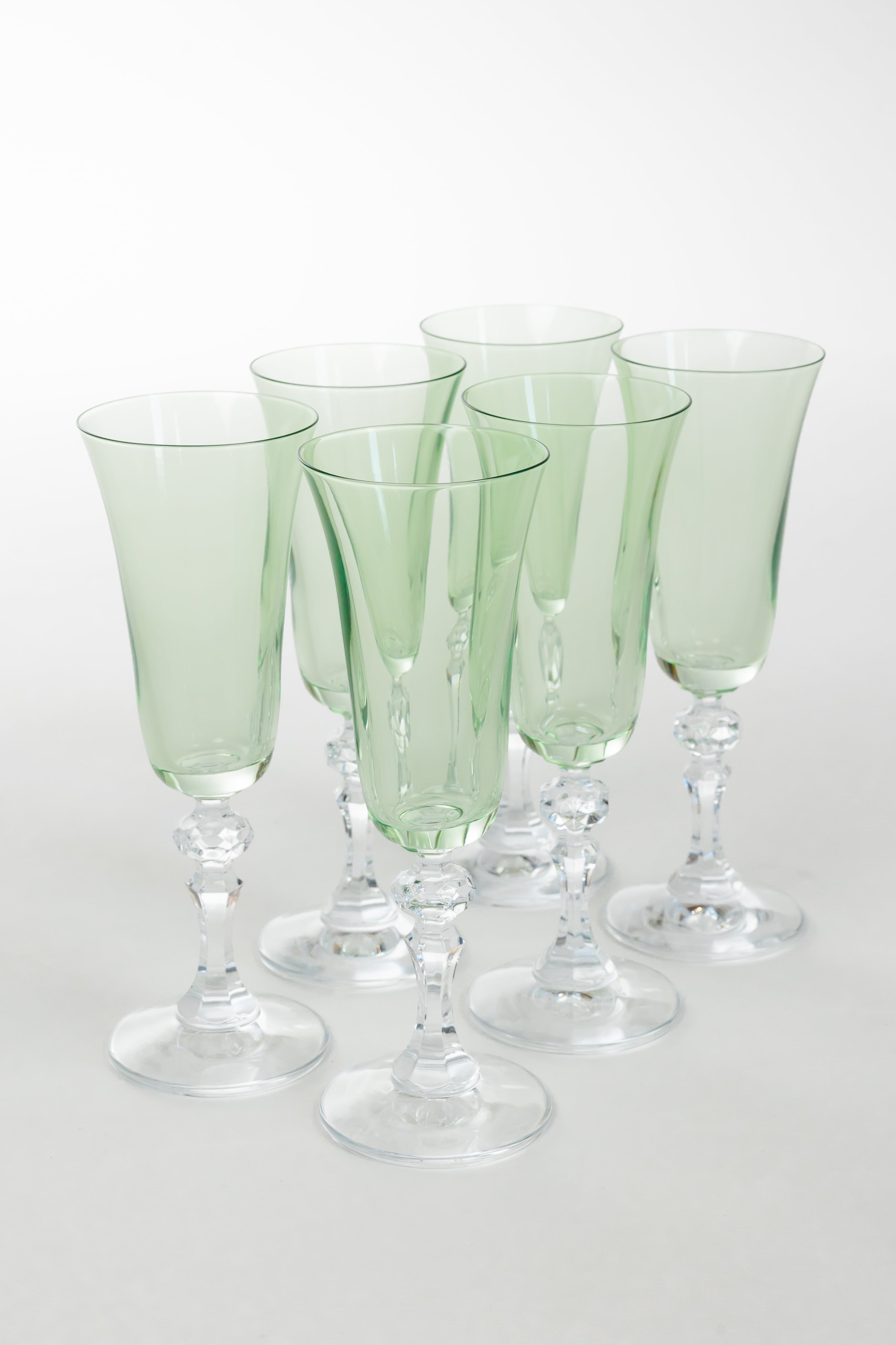 Estelle Colored Glass Estelle Colored Regal Flute With Clear Stem - Set of 6 {Mint Green} - view 2
