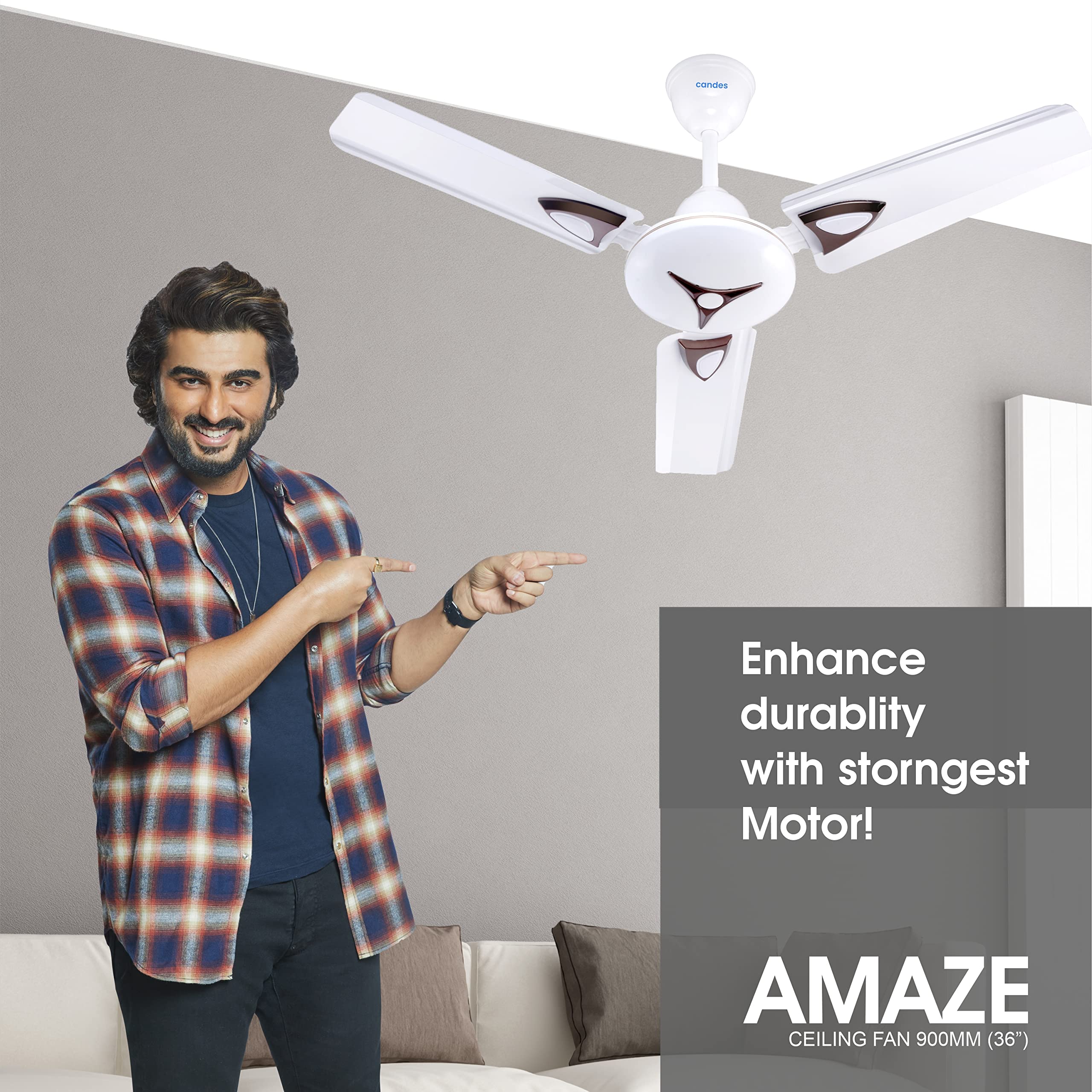 Candes Amaze 900mm /36 inch High Speed Anti-dust Decorative 5 Star Rated Ceiling Fan 440 RPM with 2 Years Warranty (Pack of 2, Ivory) - view 2