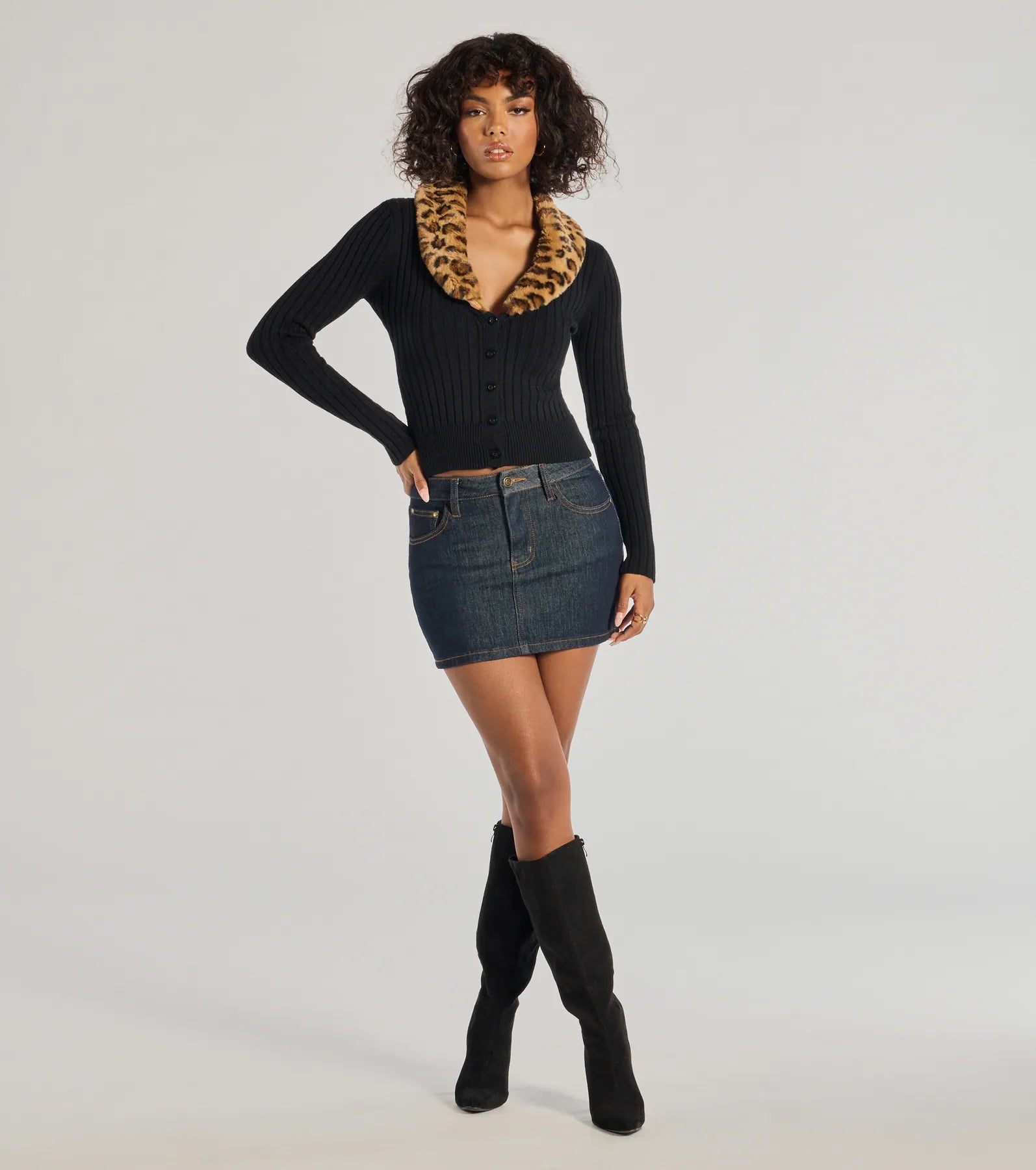 Windsor So Extra Faux Fur Trim Cardigan - view 3