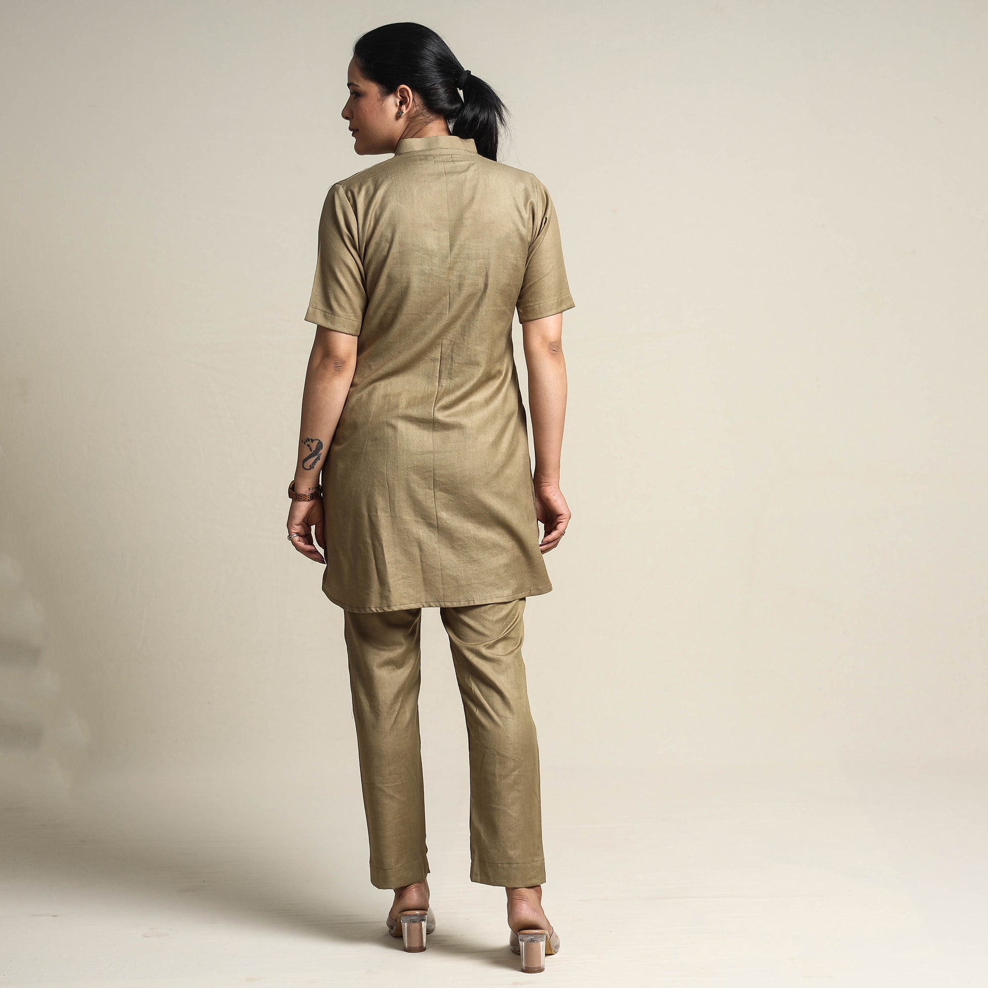 ITOKRI CASUALS Brown - Plain Linen Cotton Co-Ord Set - view 5