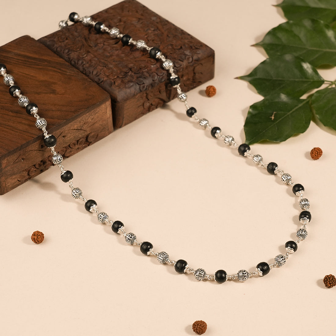 Prinjal Jewellers Karungali With Shree Hari Silver Beads Mala - view 2
