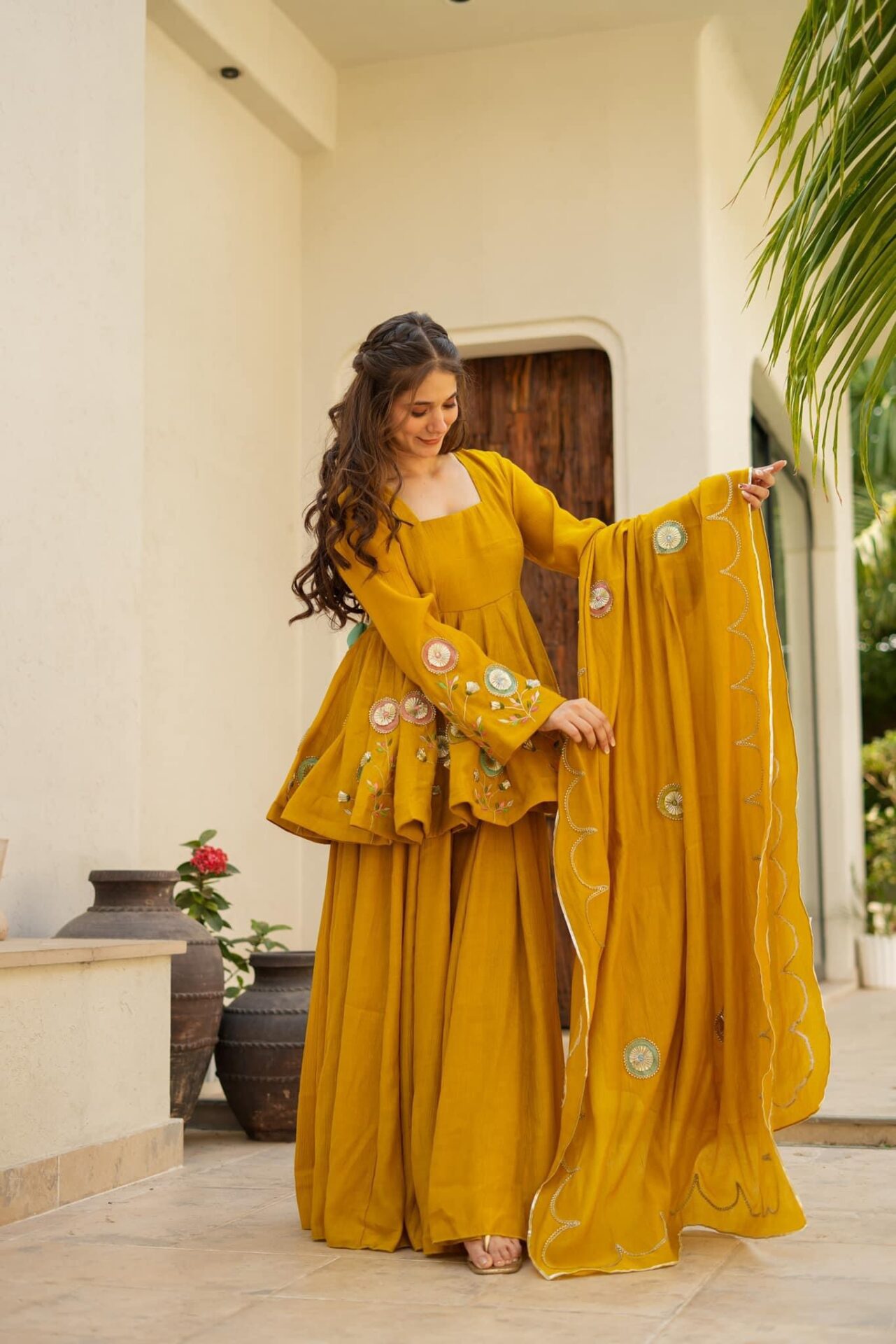 Idaho-o Jassica mustard sharara set