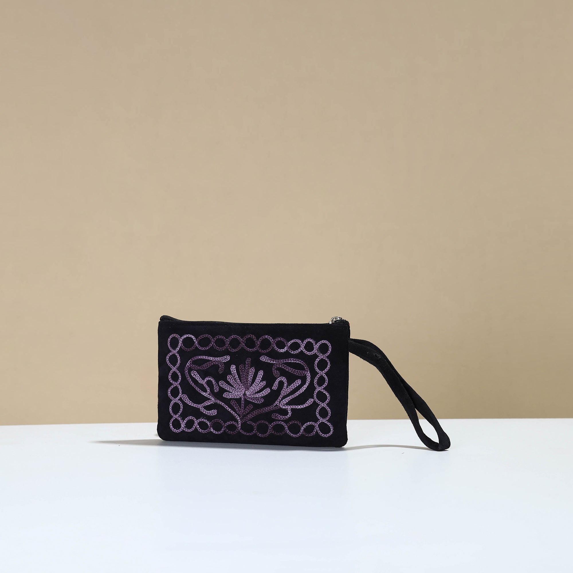 ITOKRI CRAFTS INITIATIVE Blue - Kashmiri Crewel Hand Embroidery Velvet Coin Purse 02 - view 2