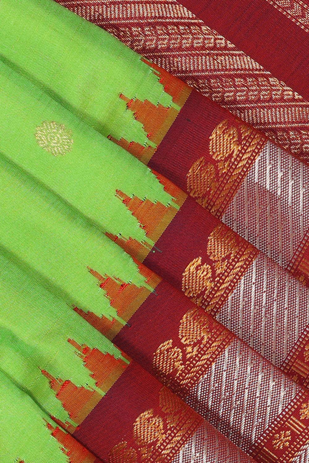 Kalanjali Gadwal Silk Green Saree – Women's - view 2
