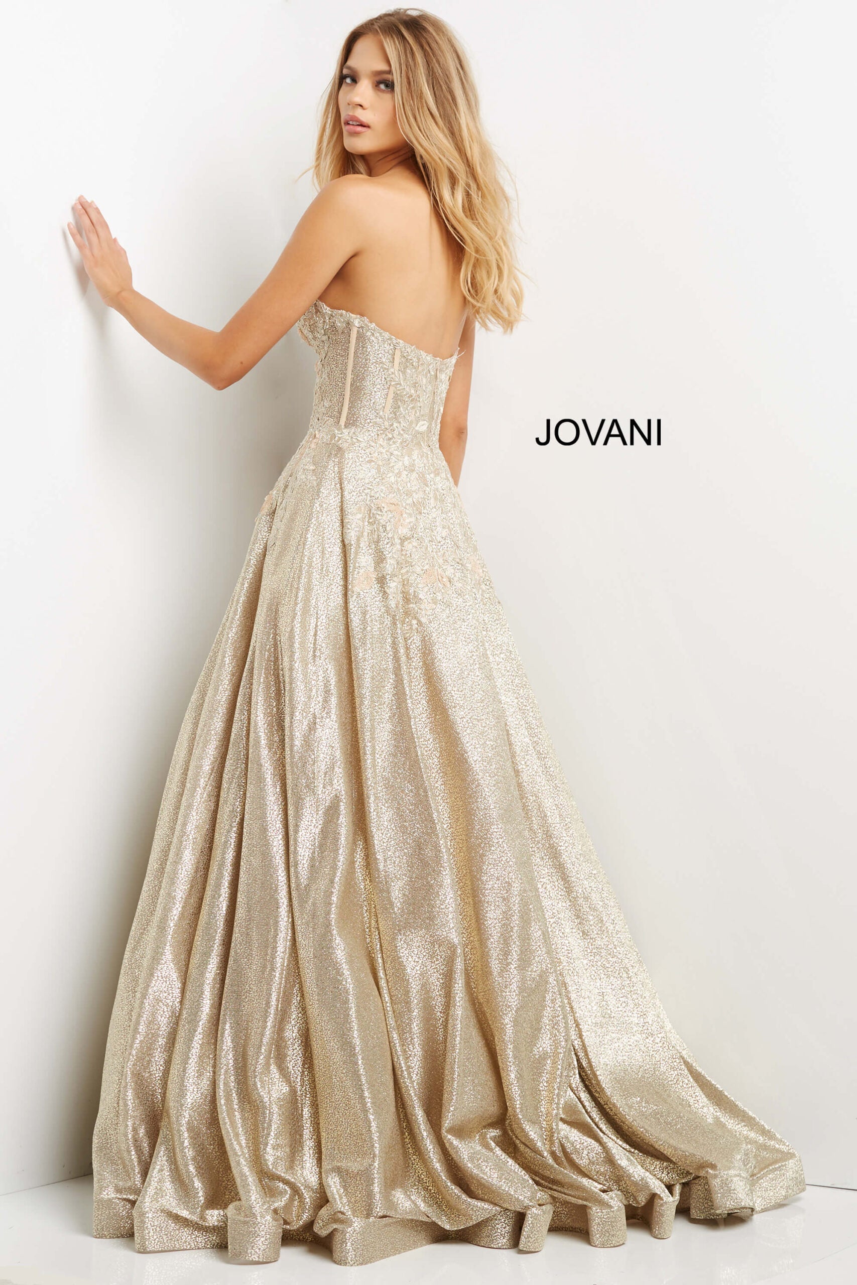 Glitter Strapless A-line Gown by Jovani 07497 - view 2