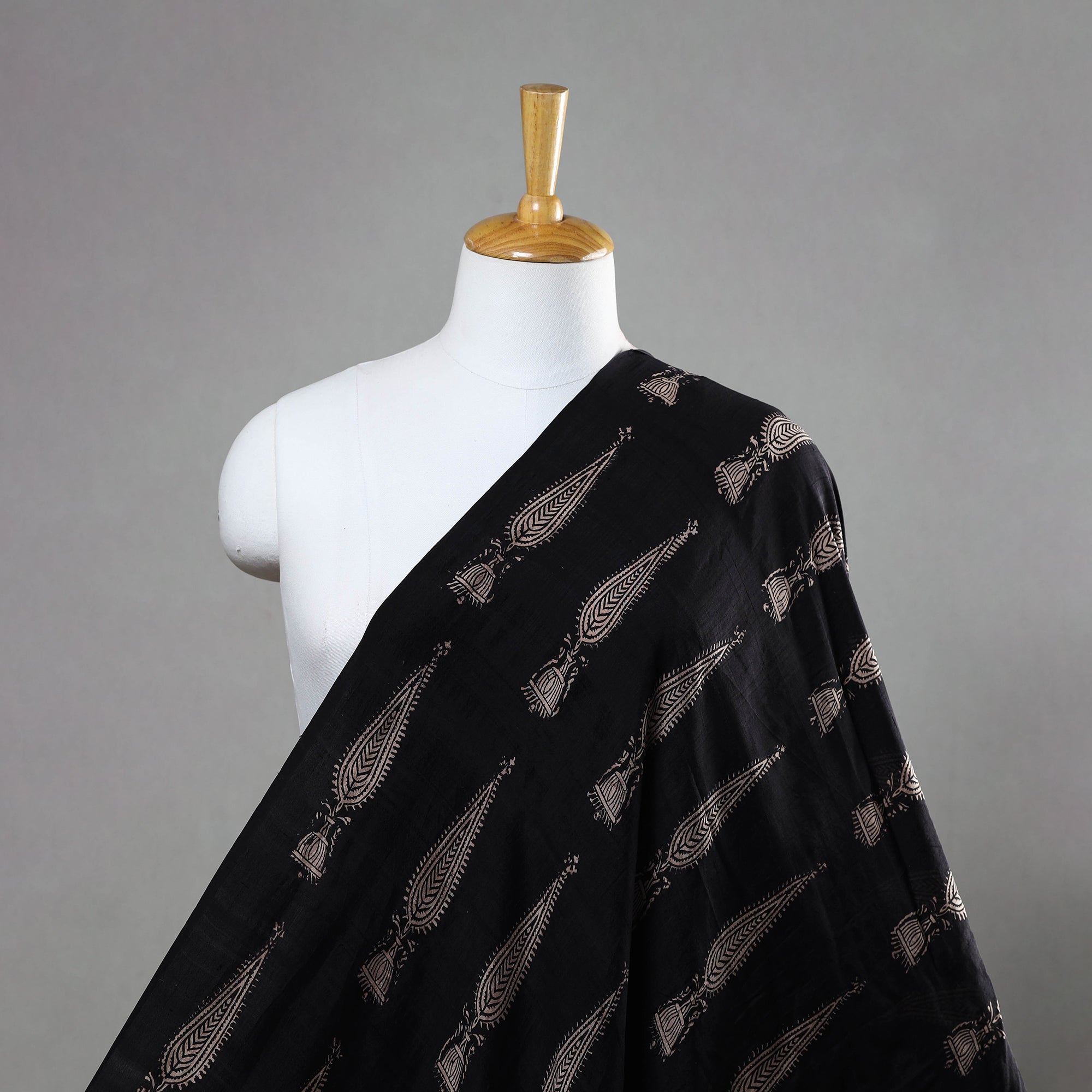 BAGH PRINTS BY UMAR FARUK KHATRI Black - Mulberry Silk Bagh Print Fabric 07