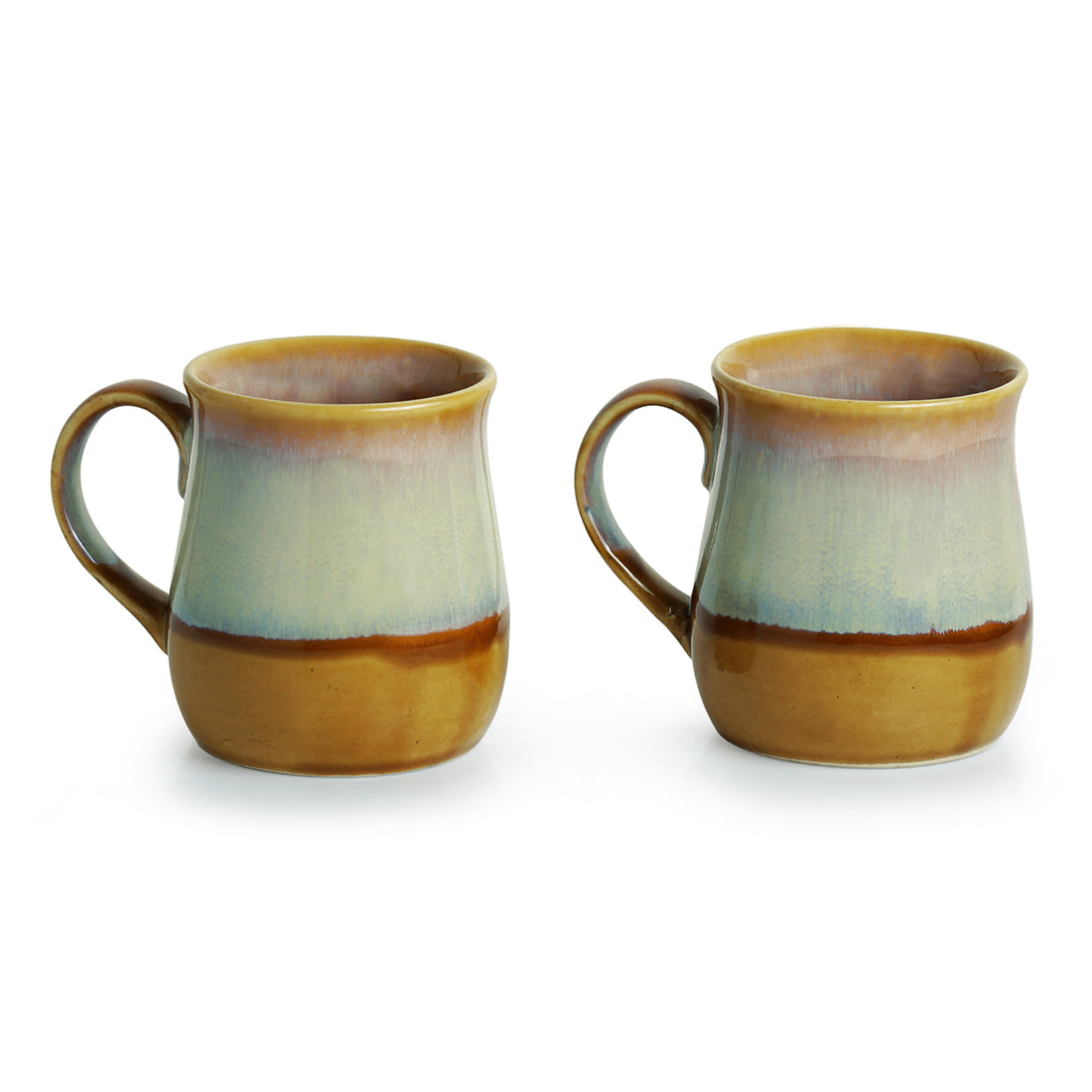 EXCLUSIVELANE 'The Milky-Way Canvas' Tea-Coffee & Milk Mugs Dual-Glazed Studio Pottery In Ceramic (Set Of 2) - view 2