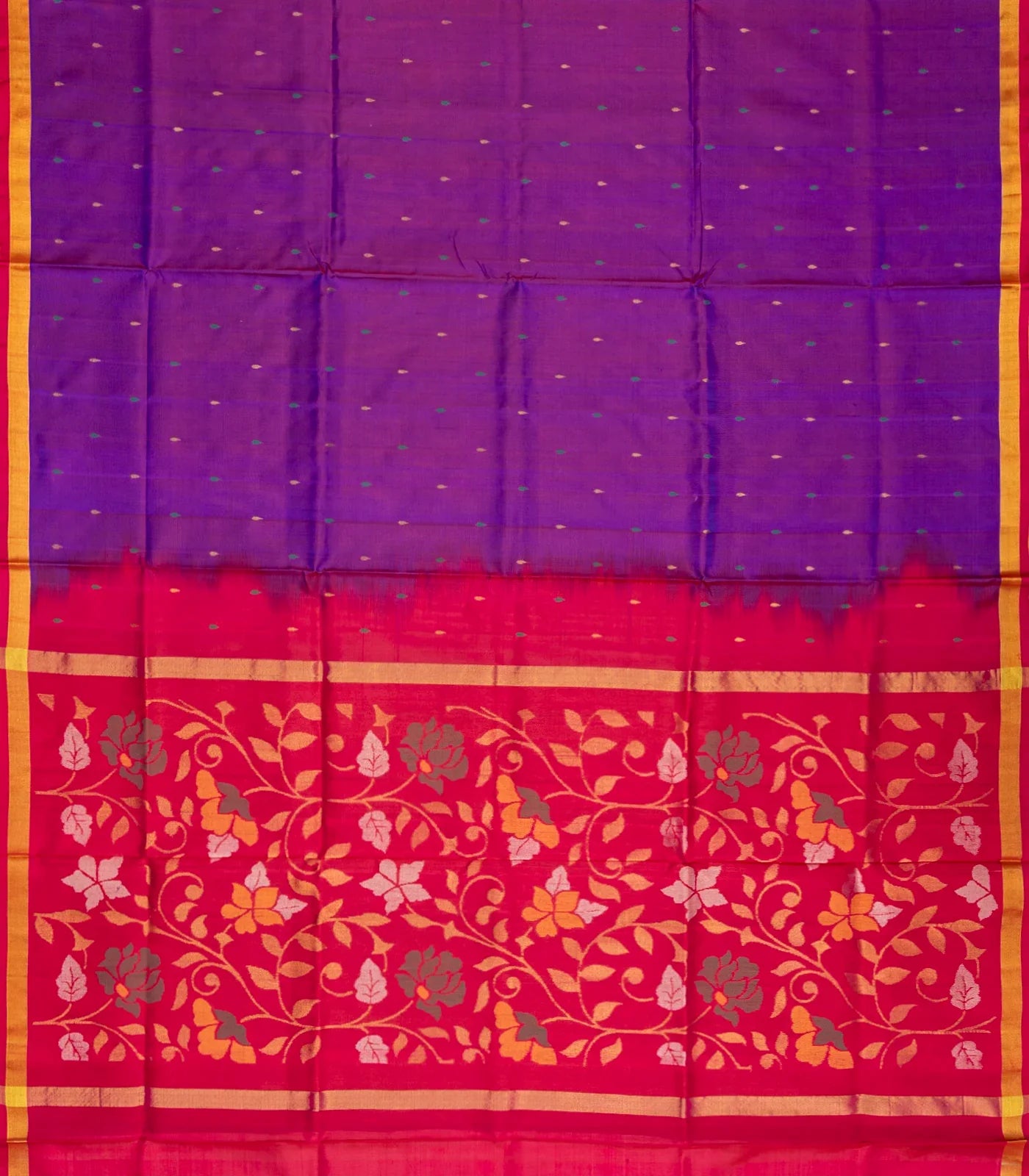 RmKV Purple Handloom Uppada Silk Saree With Droplet Buttas