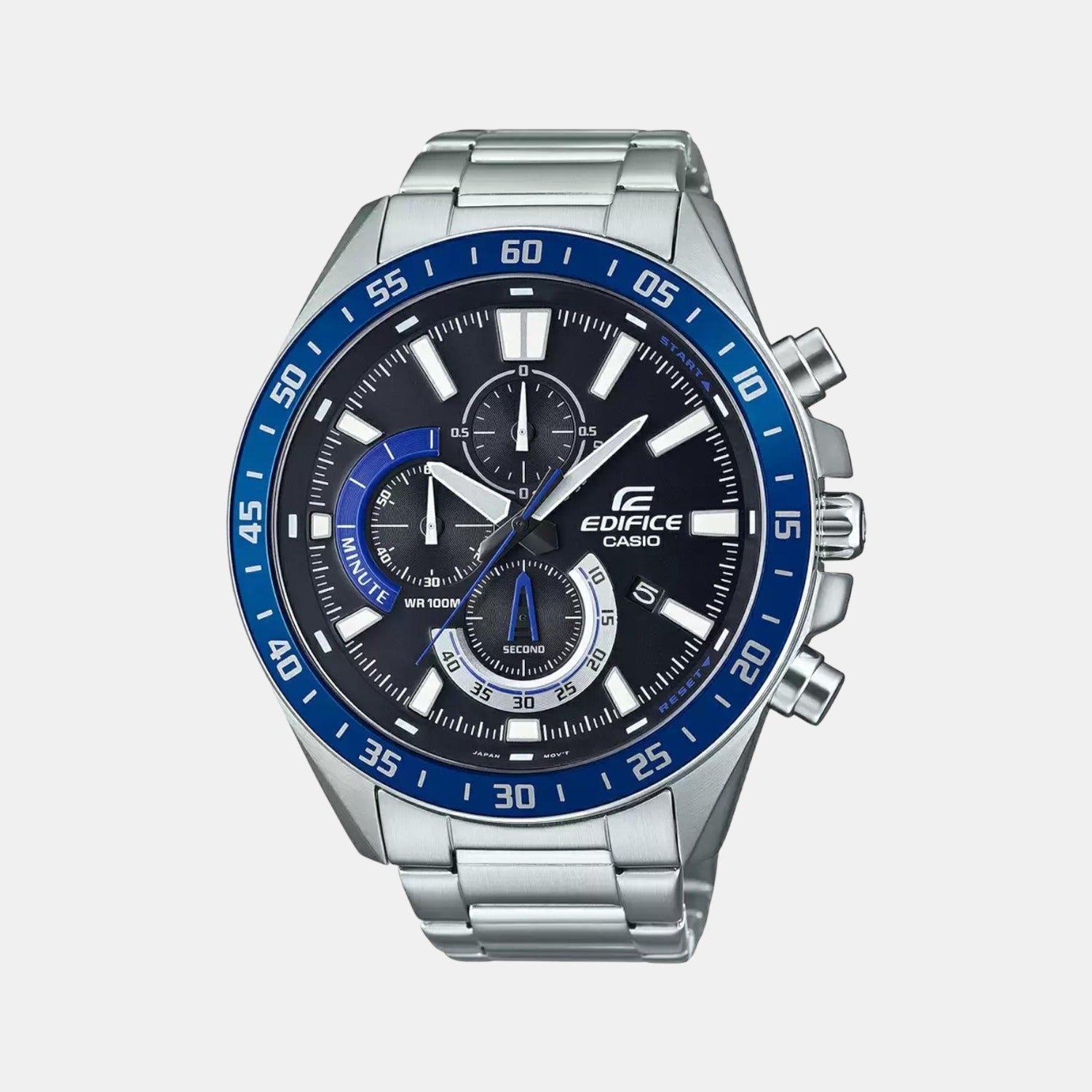 Casio Edifice Men Quartz Black Dial Chronograph Stainless Steel Watch ED531