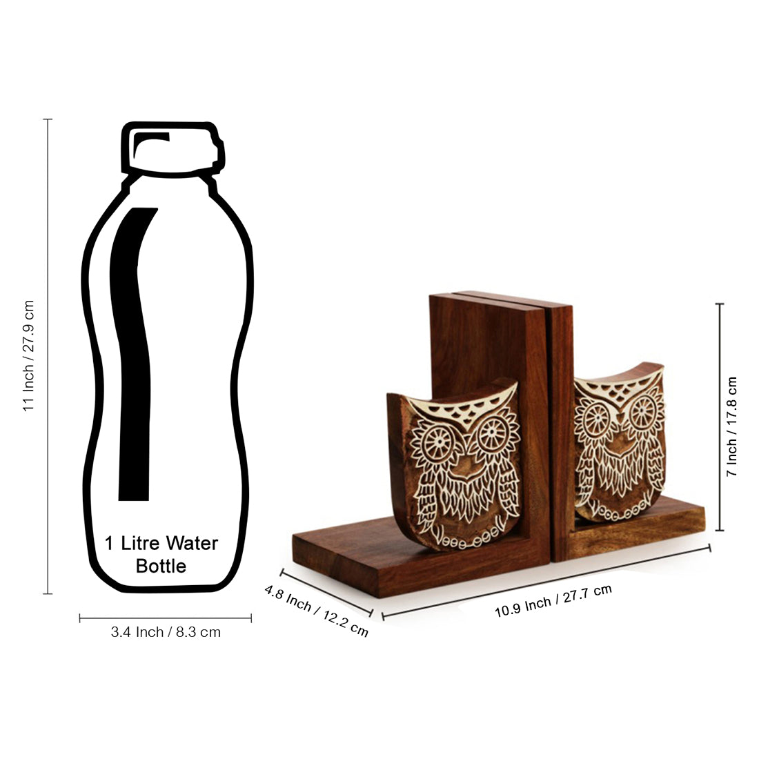 EXCLUSIVELANE 'Owl' - Hand Engraved Sheesham Wood Bookend - view 7