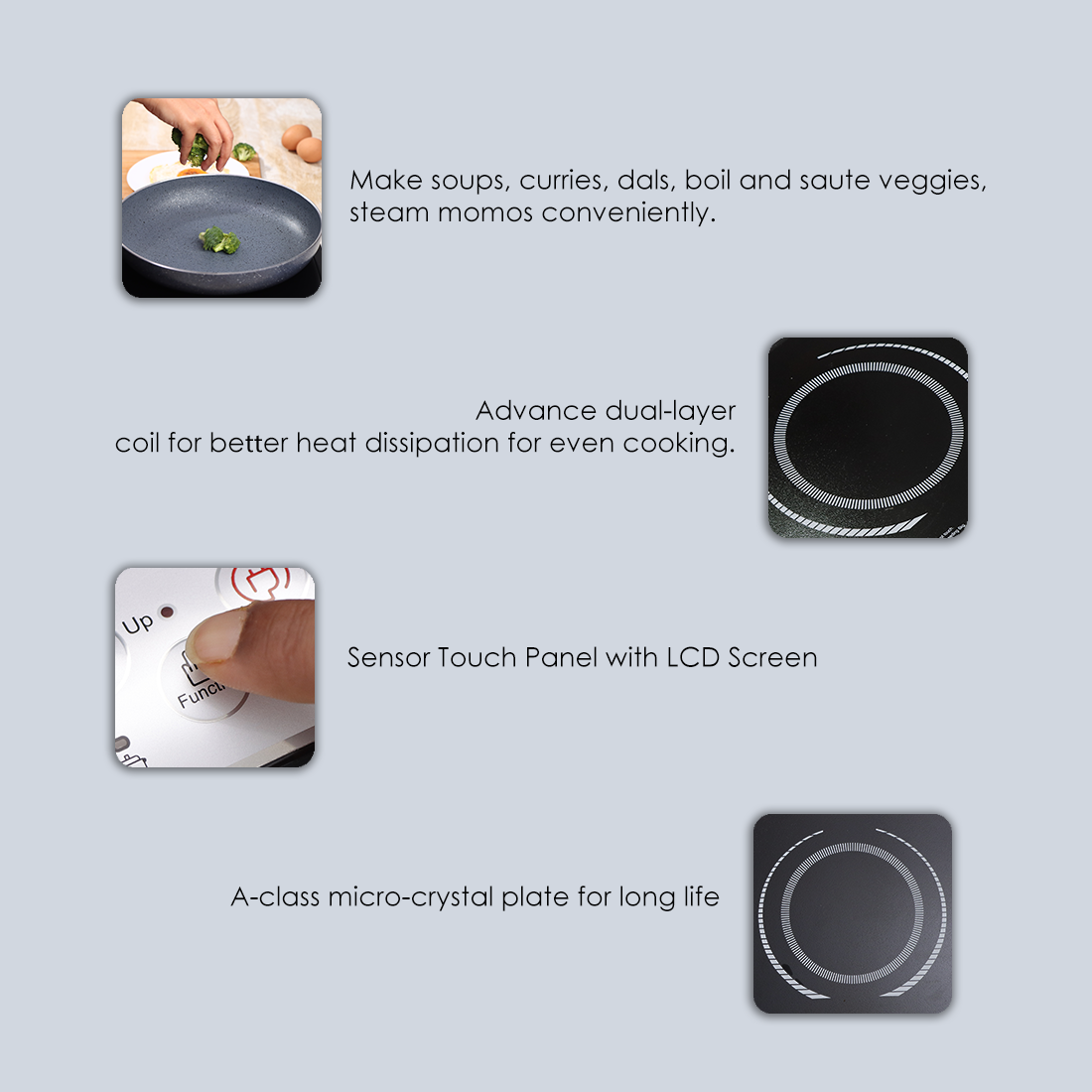 Wonderchef Torino Induction Cooktop with 11 Pre-set Cooking Menus|2000 Watt - view 6