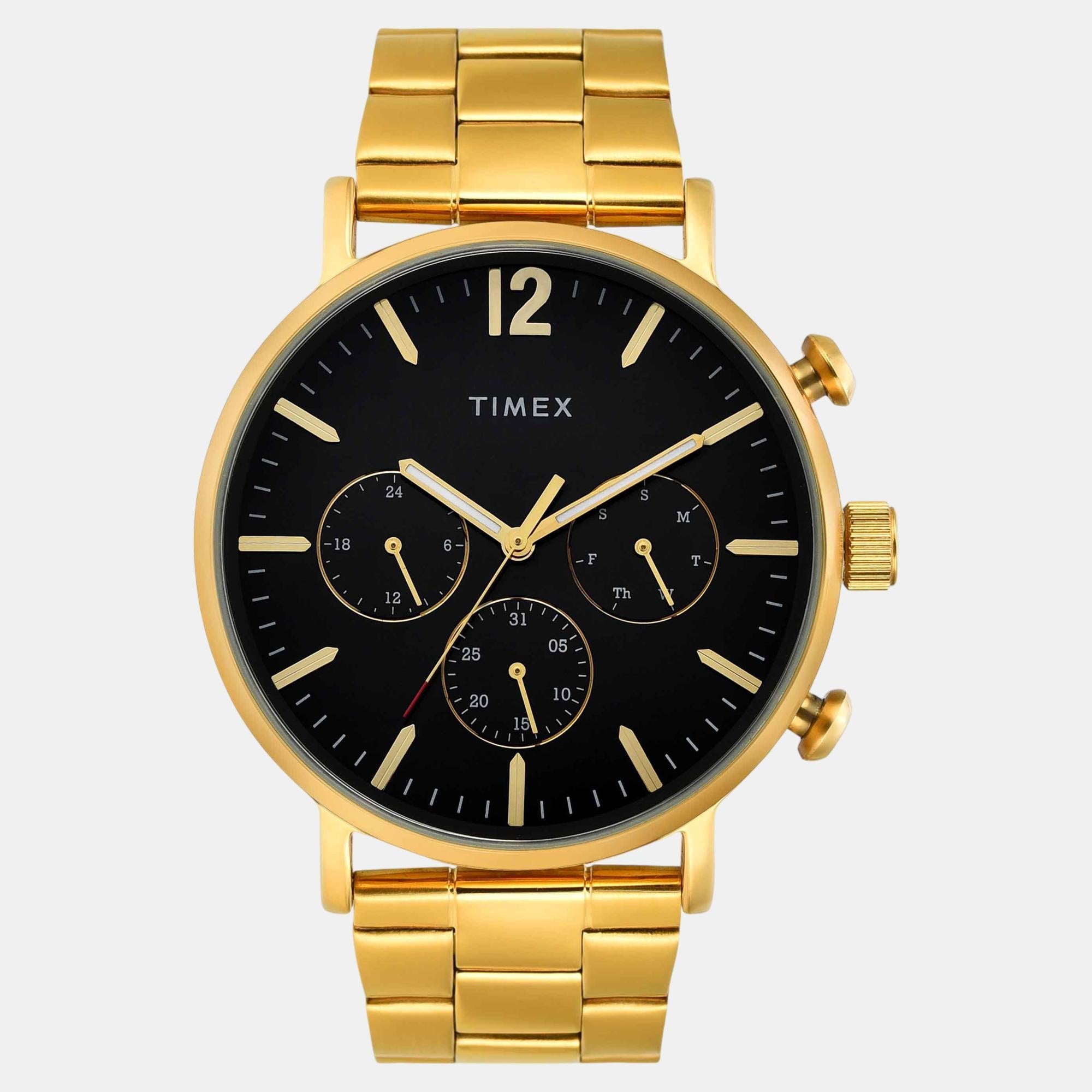Timex Fashion Men Quartz Black Dial Multi-Function Stainless Steel Watch TWEG20025