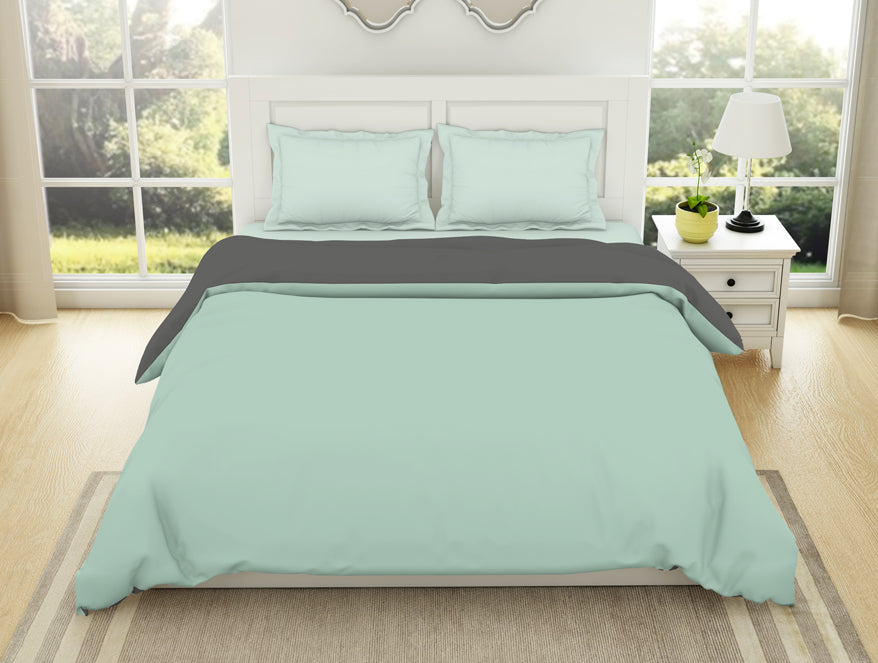 Solid mint charcoal – Spaces India Solid Mint/ Charcoal - Mint 100% Cotton Shell Double Quilt / AC Comforter - Everyday Essentials By Spaces