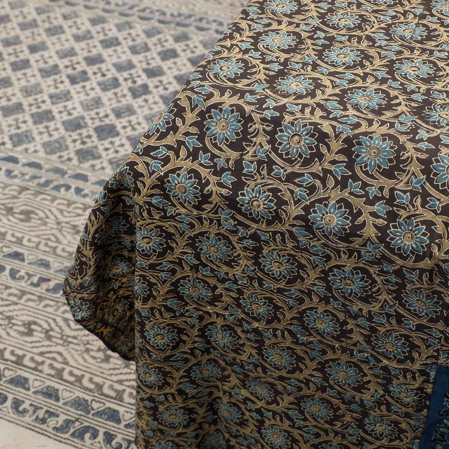 HAVELI CHRONICLES Brown - Ajrakh Patch Tukdi Kaam Cotton Double Bed Cover with Pillow Covers (109 x 86 in) - view 4