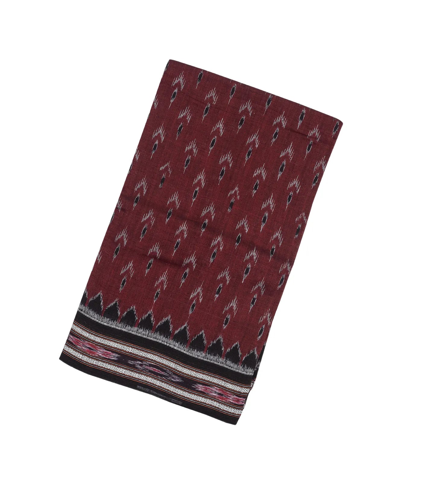 RmKV Maroon Handloom Orissa Cotton Saree With Tie & Dye Floral Motifs