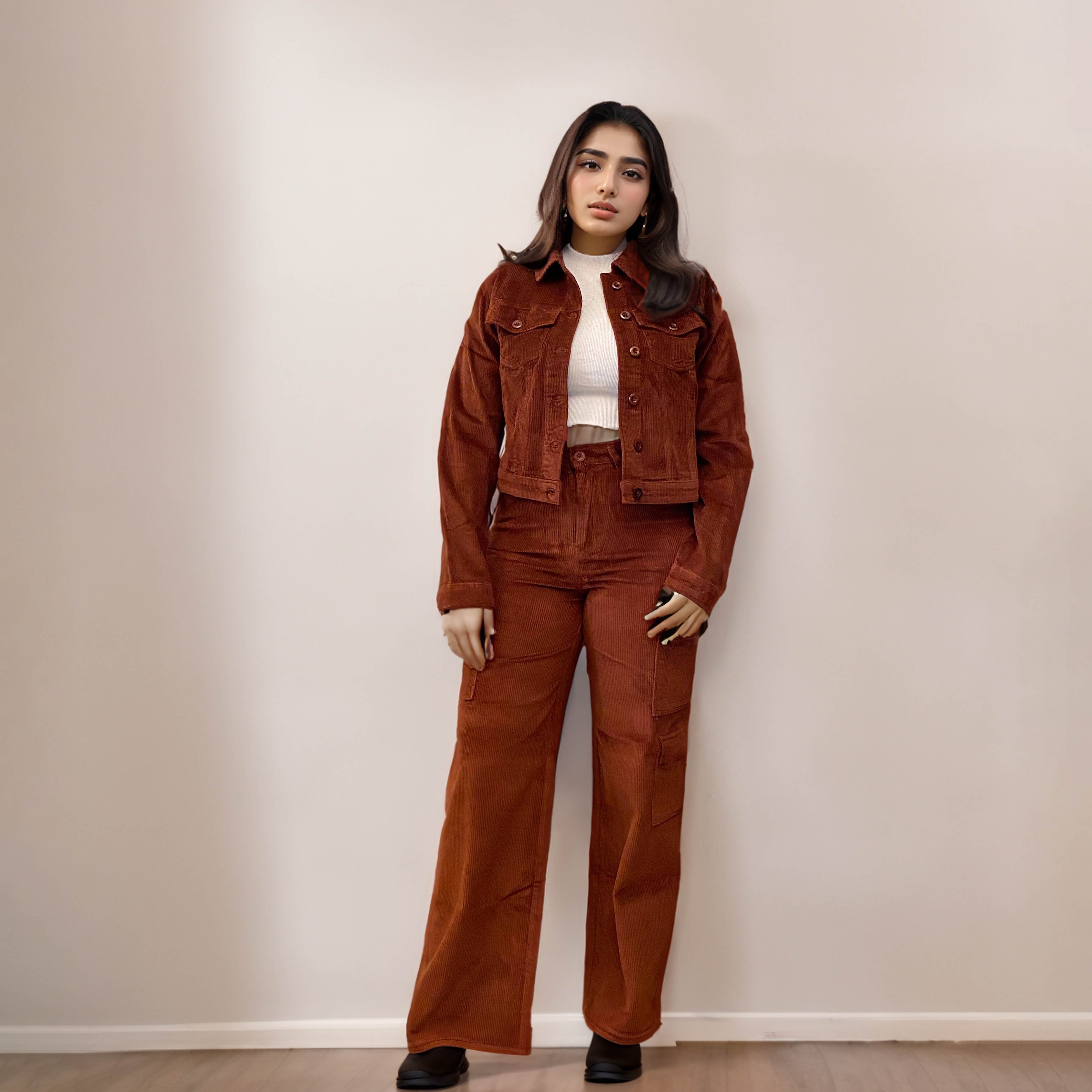 IZF Brick Corduroy Cargo Vintage Pants – Brick Red