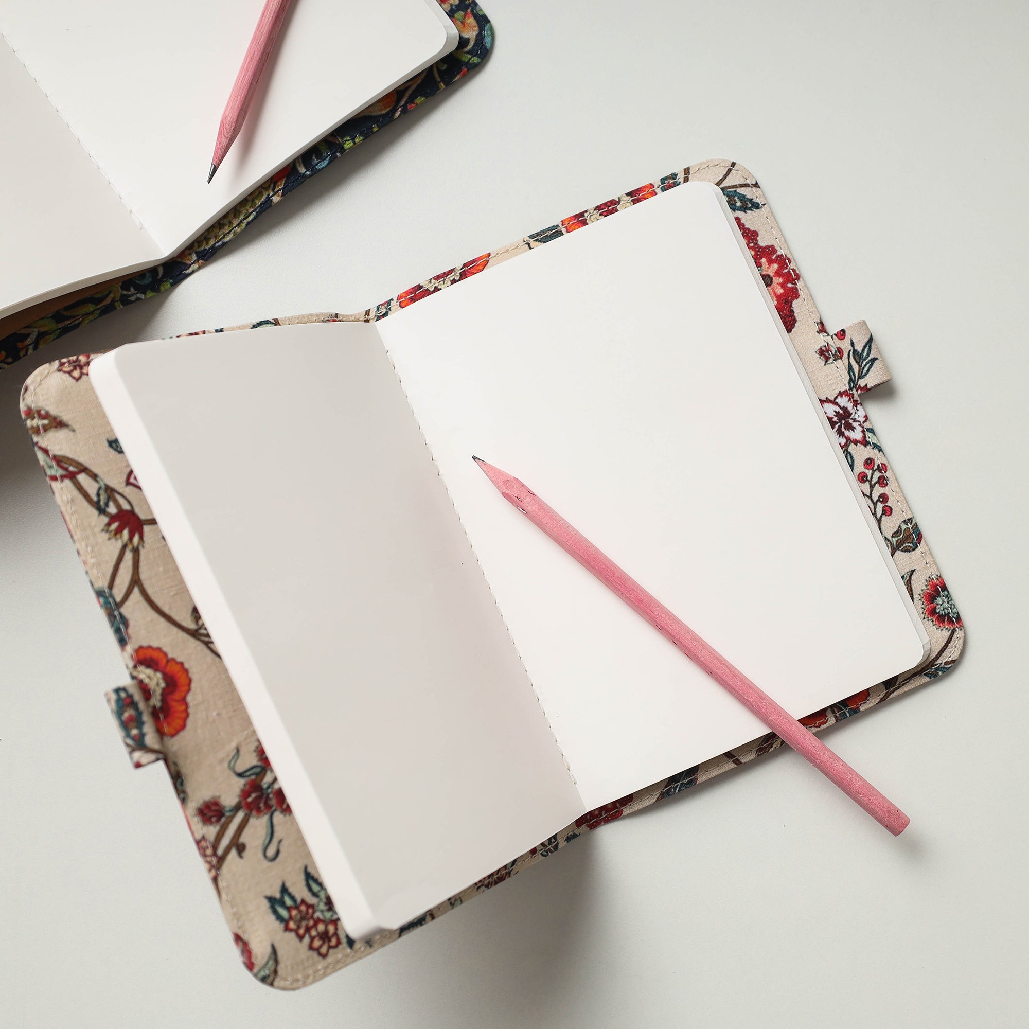 SUKRITI INPRINT Beige - Floral Printed Handmade Classic Notebook with Pencil (Large) - view 2