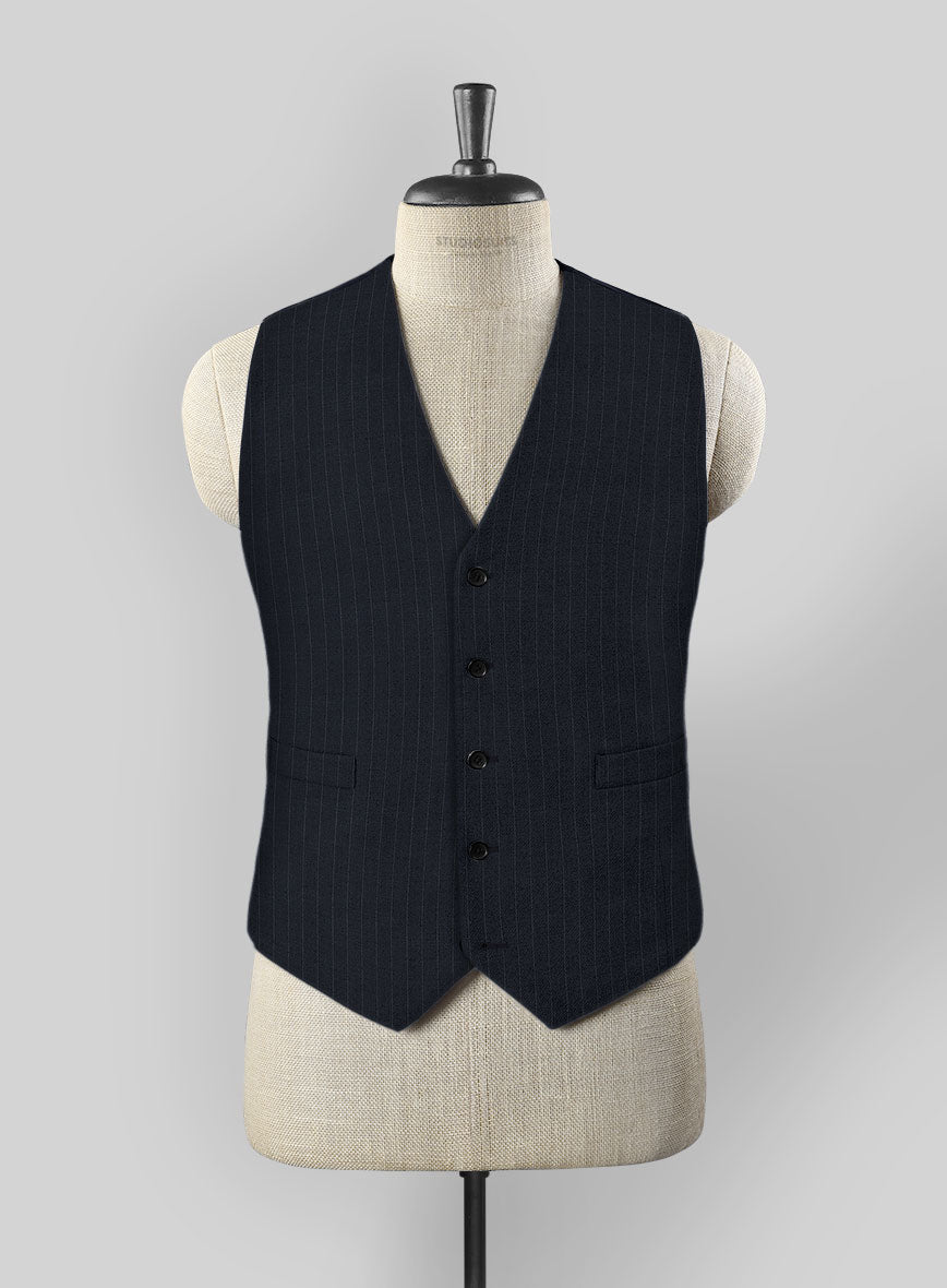 StudioSuits Chalkstripe Blue Wool Waist Coat - view 2