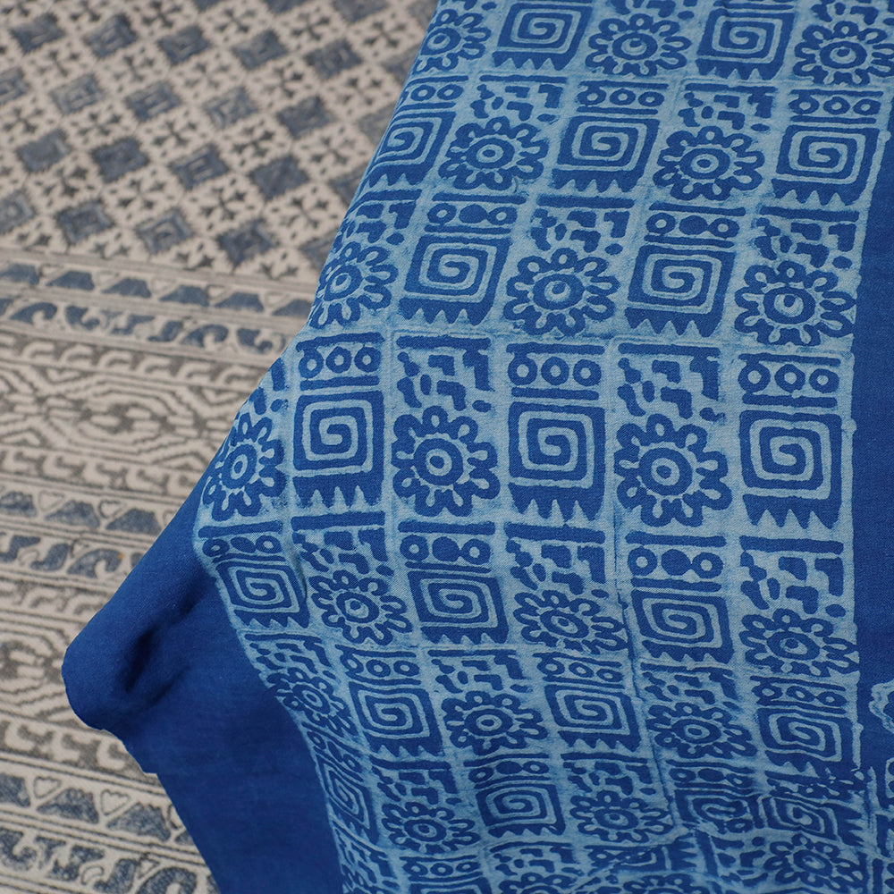 AHA VASTRA HANDLOOM Blue - Akola Block Printing Jhiri Pure Handloom Cotton Single Bedcover (94 x 59 in) - view 3