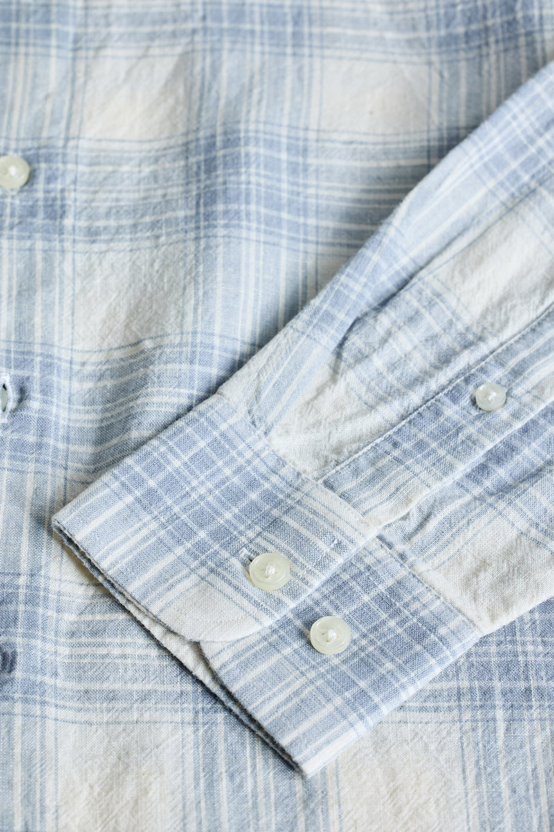 SNITCH Light Blue Checks Linen Blend Shirt - view 7