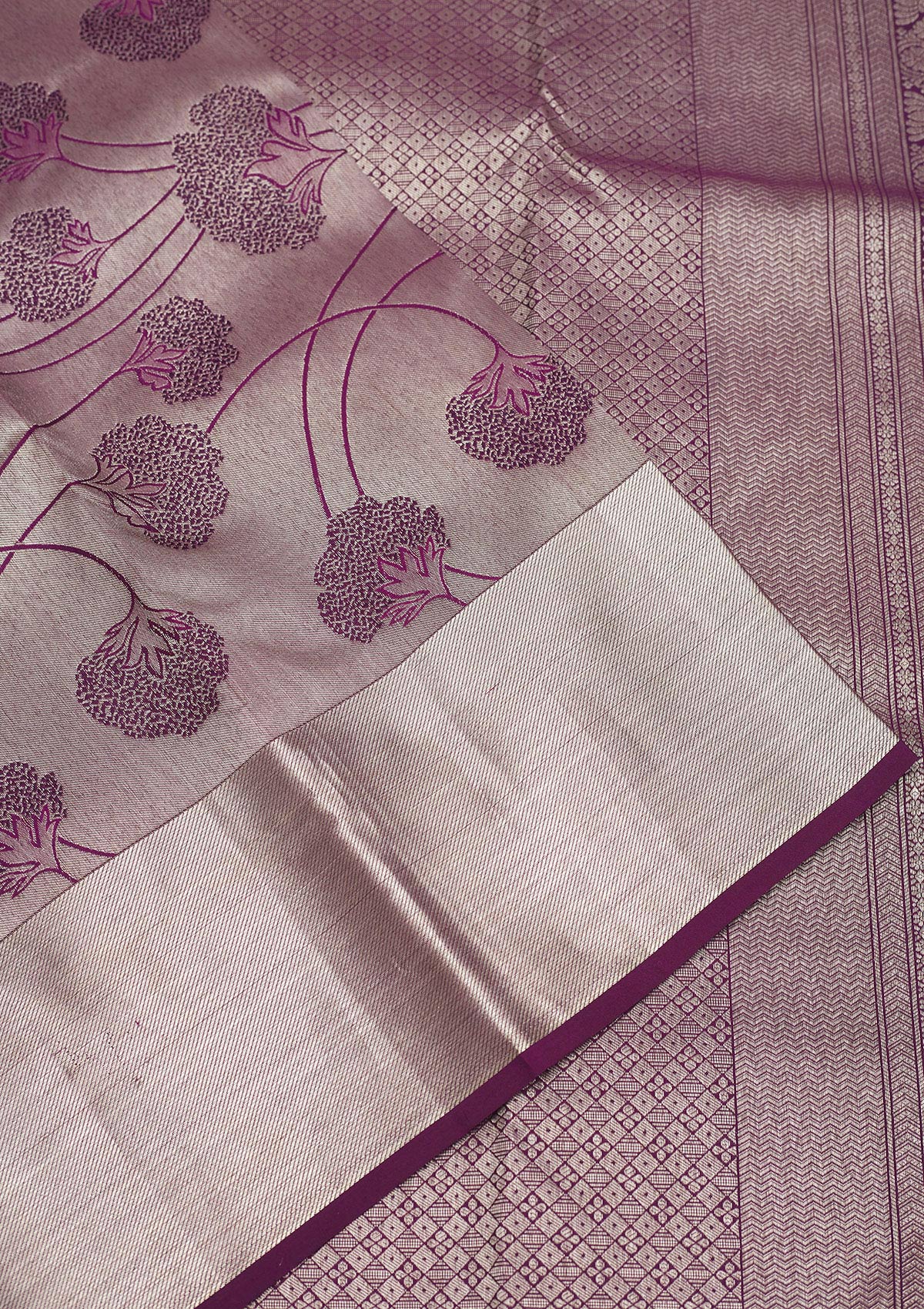 Koskii Wine Zariwork Pure Silk Saree – Women's - view 4