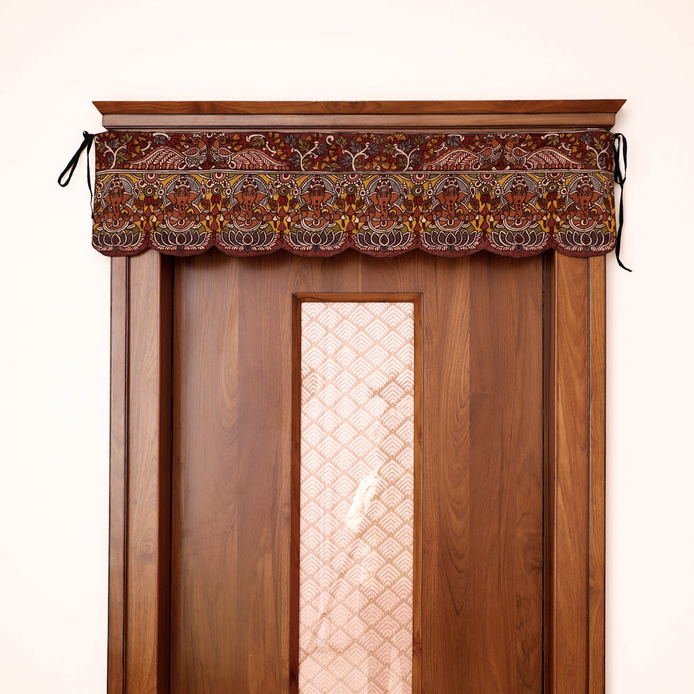 DWARAKA PLUS Brown - Handpainted Kalamkari Ashtalakshmi Toran (11 x 46 in)