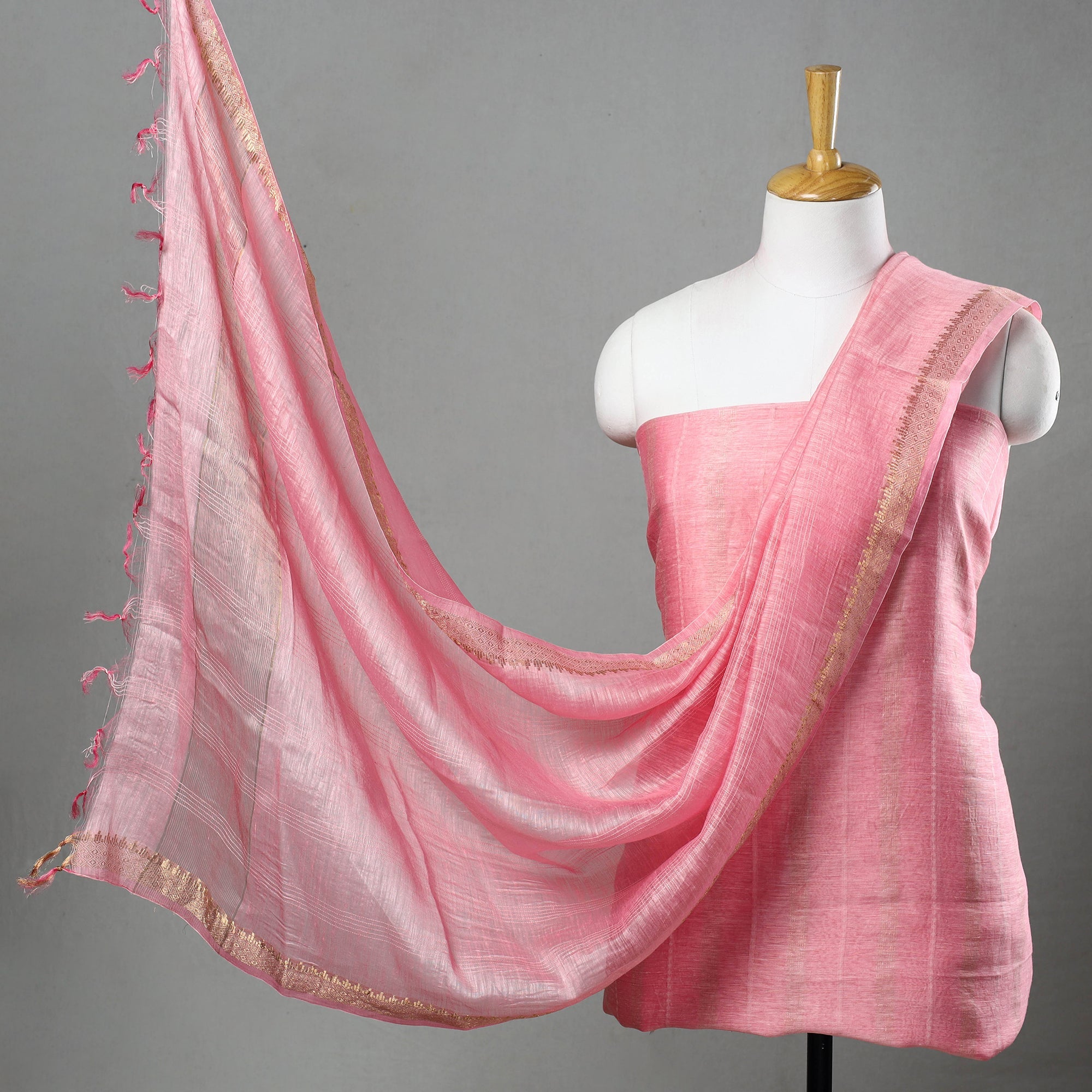 HAVELI CHRONICLES 3pc Linen Silk Handloom Plain Dress Material 05