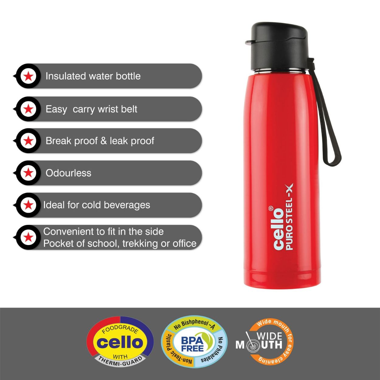 Cello Puro Steel-X Cooper 600 Water Bottle, 630ml - view 20