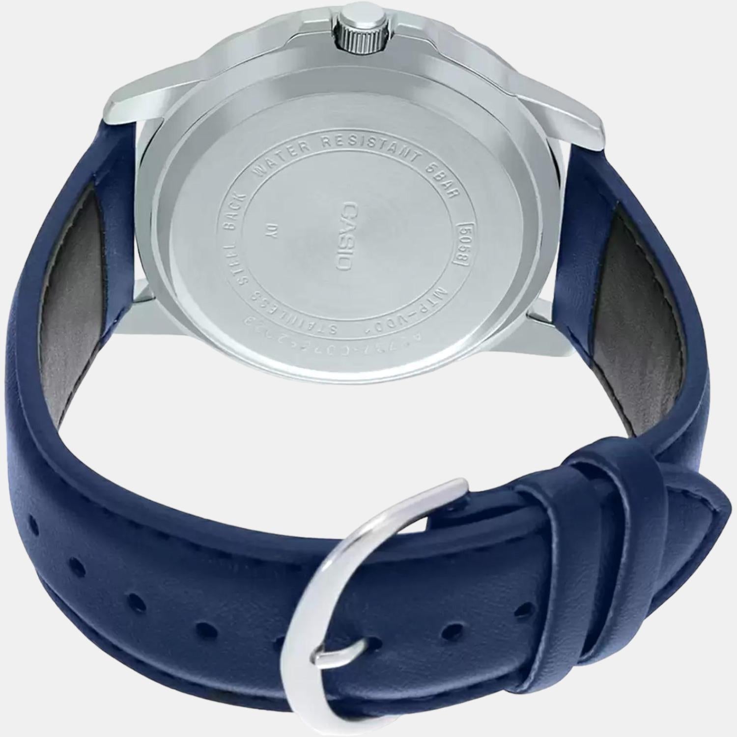 Casio Enticer Men Quartz Blue Dial Analog Leather Watch A1737 - view 5