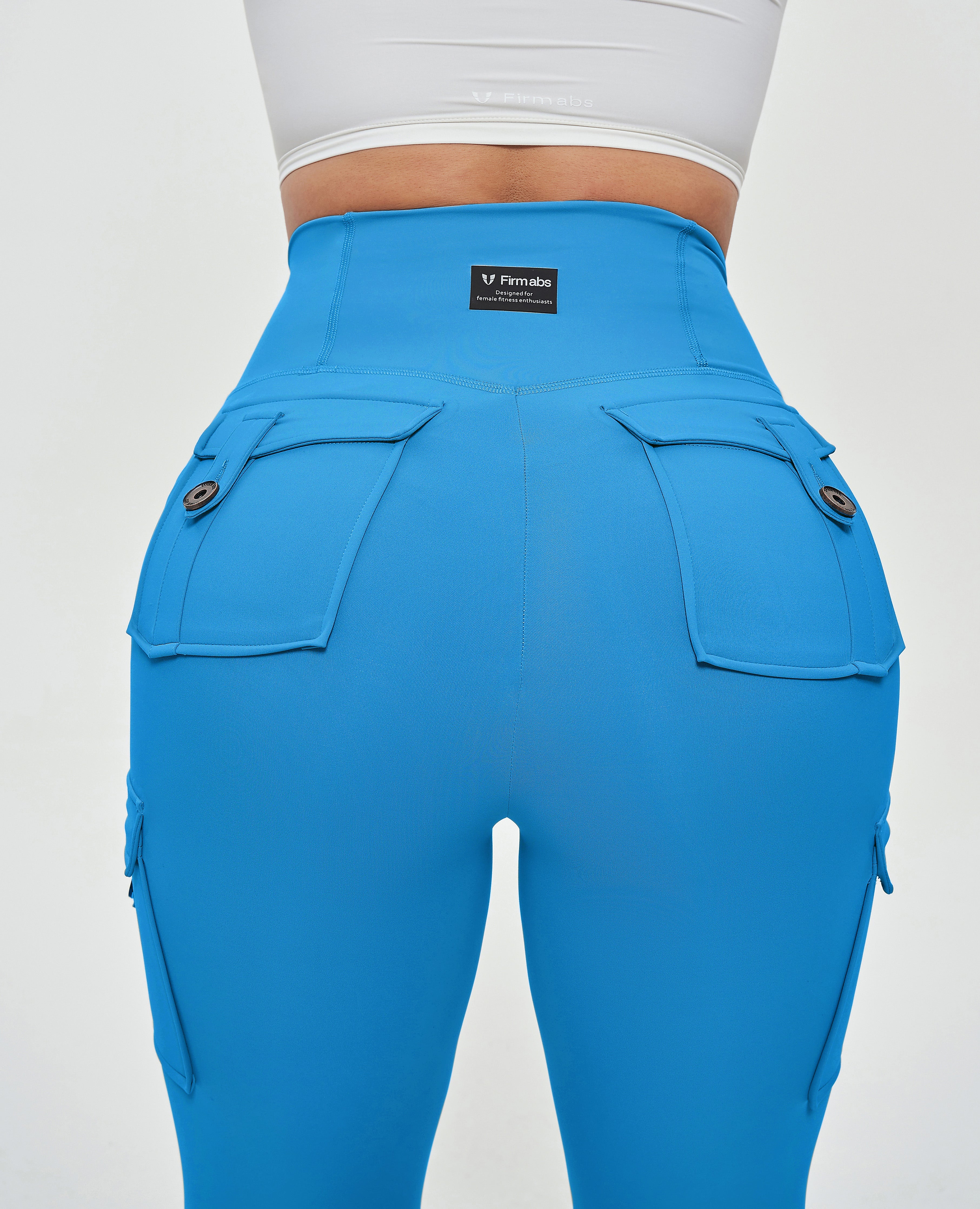 FIRM ABS High Waisted Cargo Leggings - Light Blue - view 4