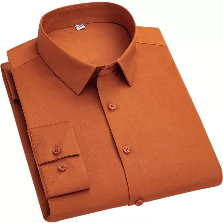 BlackTree Premium Cotton Blend Solid Shirts (Orange)