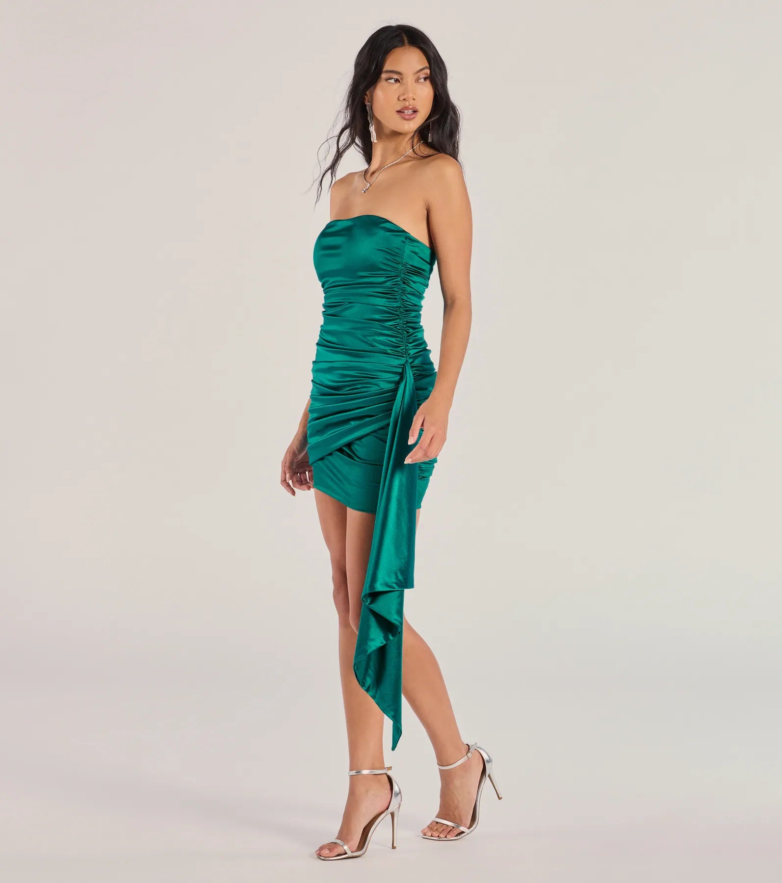Windsor Carlene Ruched Satin Bodycon Mini Dress - view 4