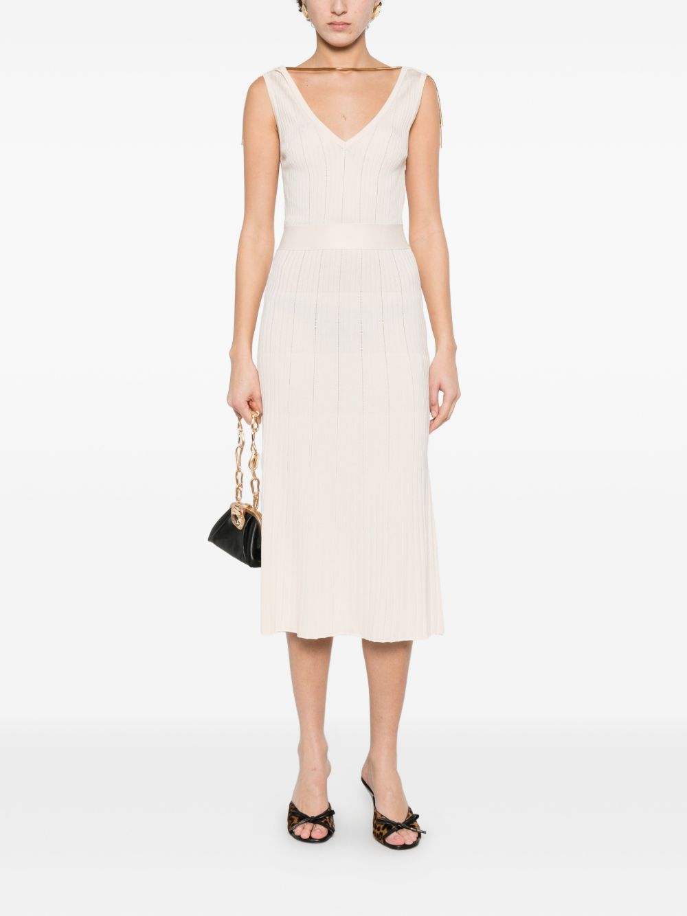 Elisabetta Franchi V-neck sleeveless A-line skirt Knitted midi dress - view 4