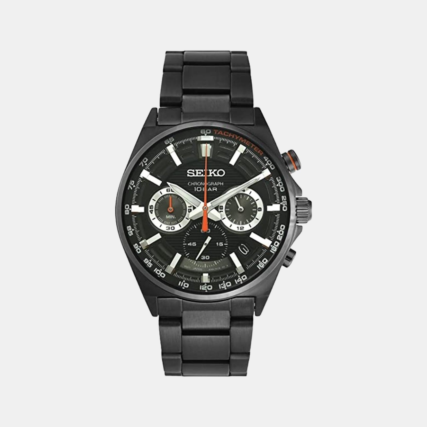 Seiko Dress Men Quartz Black Dial Chronograph Stainless Steel Watch SSB399P1
