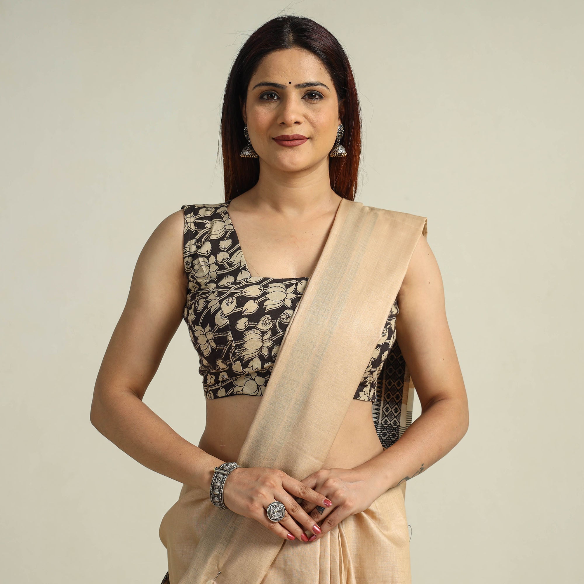 ITOKRI CASUALS Black - Kalamkari Printed Cotton Stitched Blouse 07