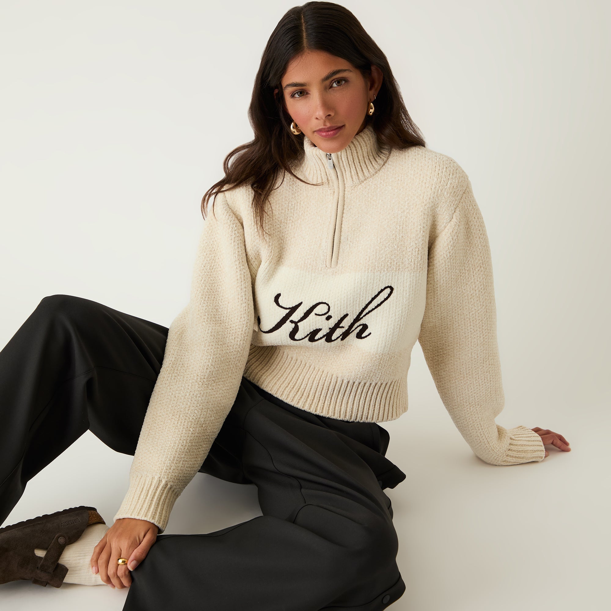Kith Women Hunter II Chenille Script Quarter Zip - Waffle - view 2