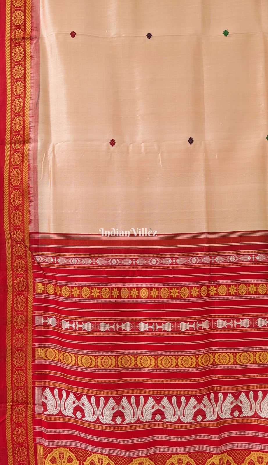 IndianVillèz Peach Single Butta design Odisha Ikat Khandua Silk Saree - view 2