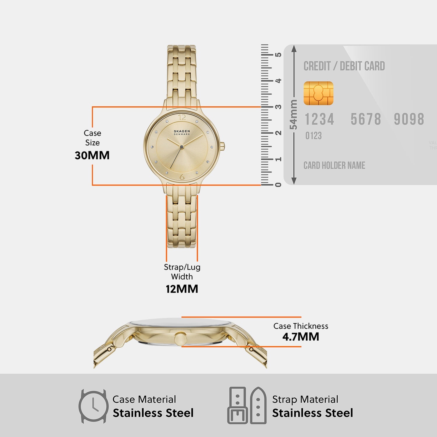 Skagen Anita Lille Women Quartz Gold Dial Analog Stainless Steel Watch SKW3127 - view 6