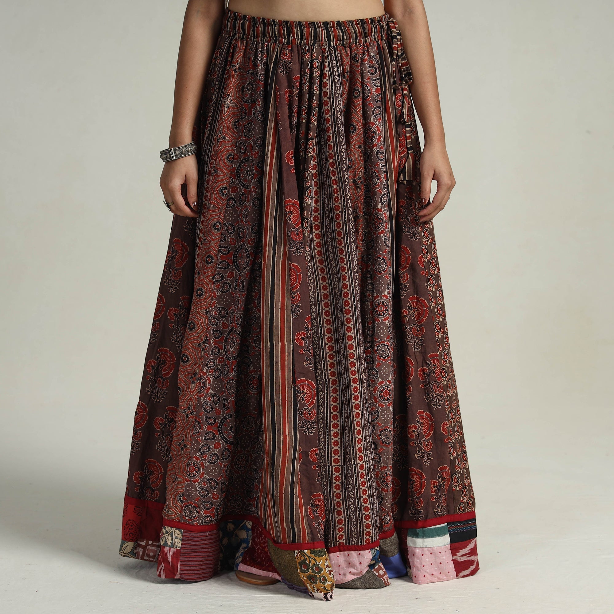 NOORI BAZAR Brown - Kutch Block Printed 24 Kali Cotton Long Skirt 22 - view 3