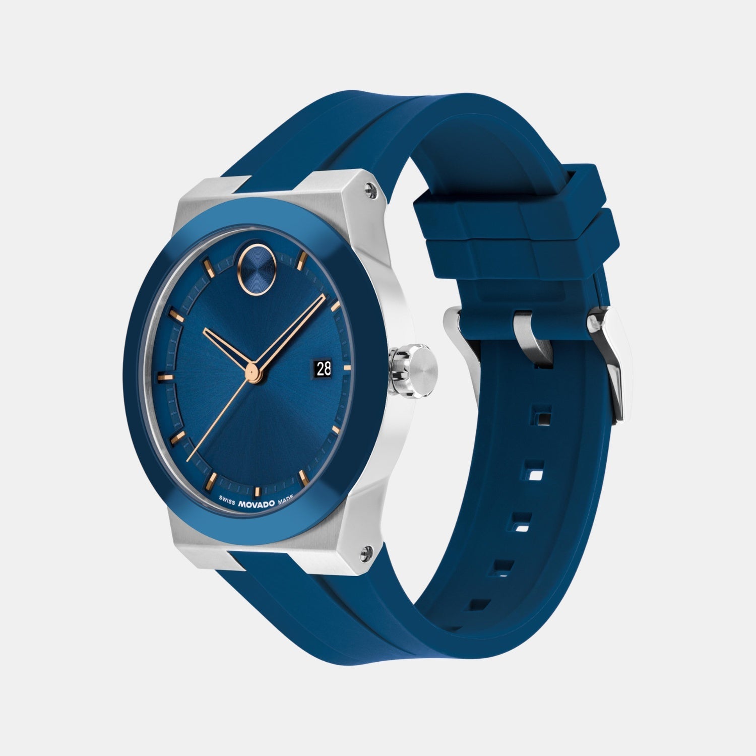 Movado Bold Men Quartz Blue Dial Analog Silicone Watch 3601193 - view 2