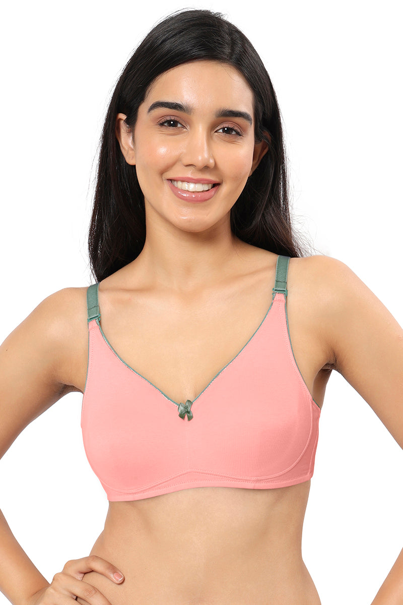 Amante Comfort Concealer Non-padded & Non-wired Bra - Candlelight Peach & Olive Green