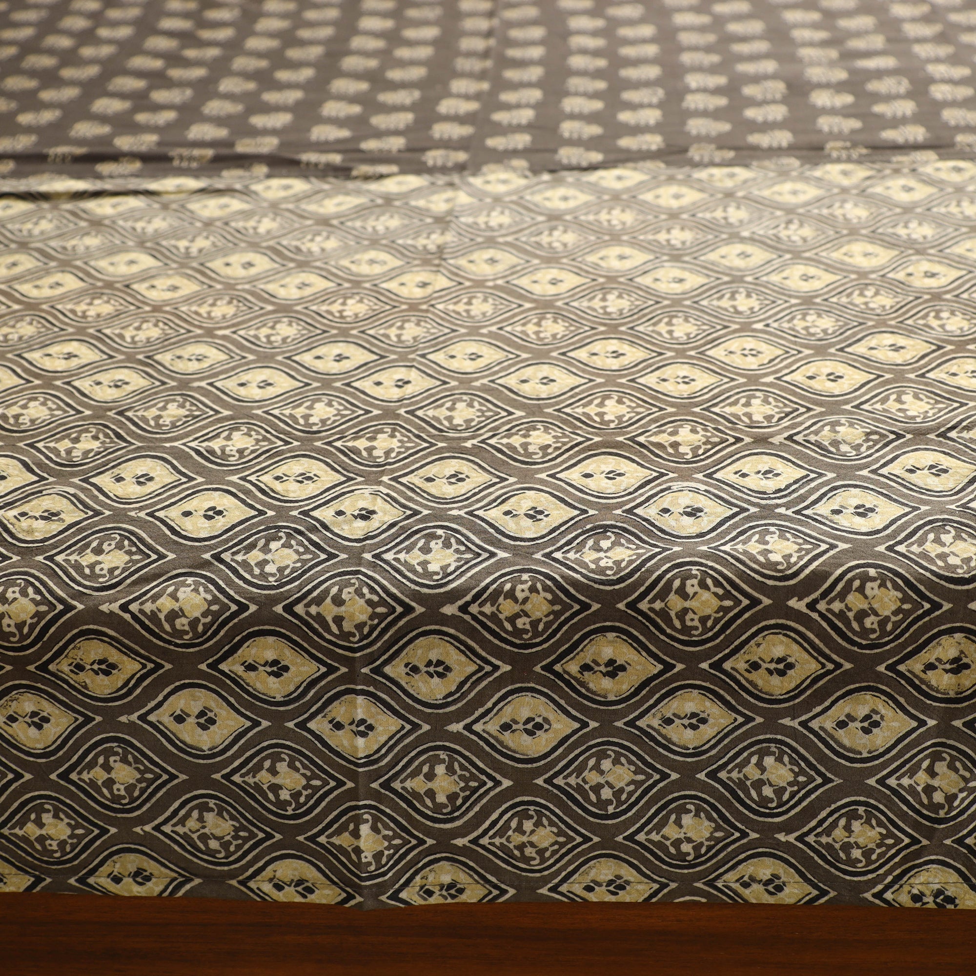 NOORI BAZAR Brown - Ajrakh Block Printed Patchwork Cotton Double Bed Cover with Pillow Covers (108 x 90 In) - view 5