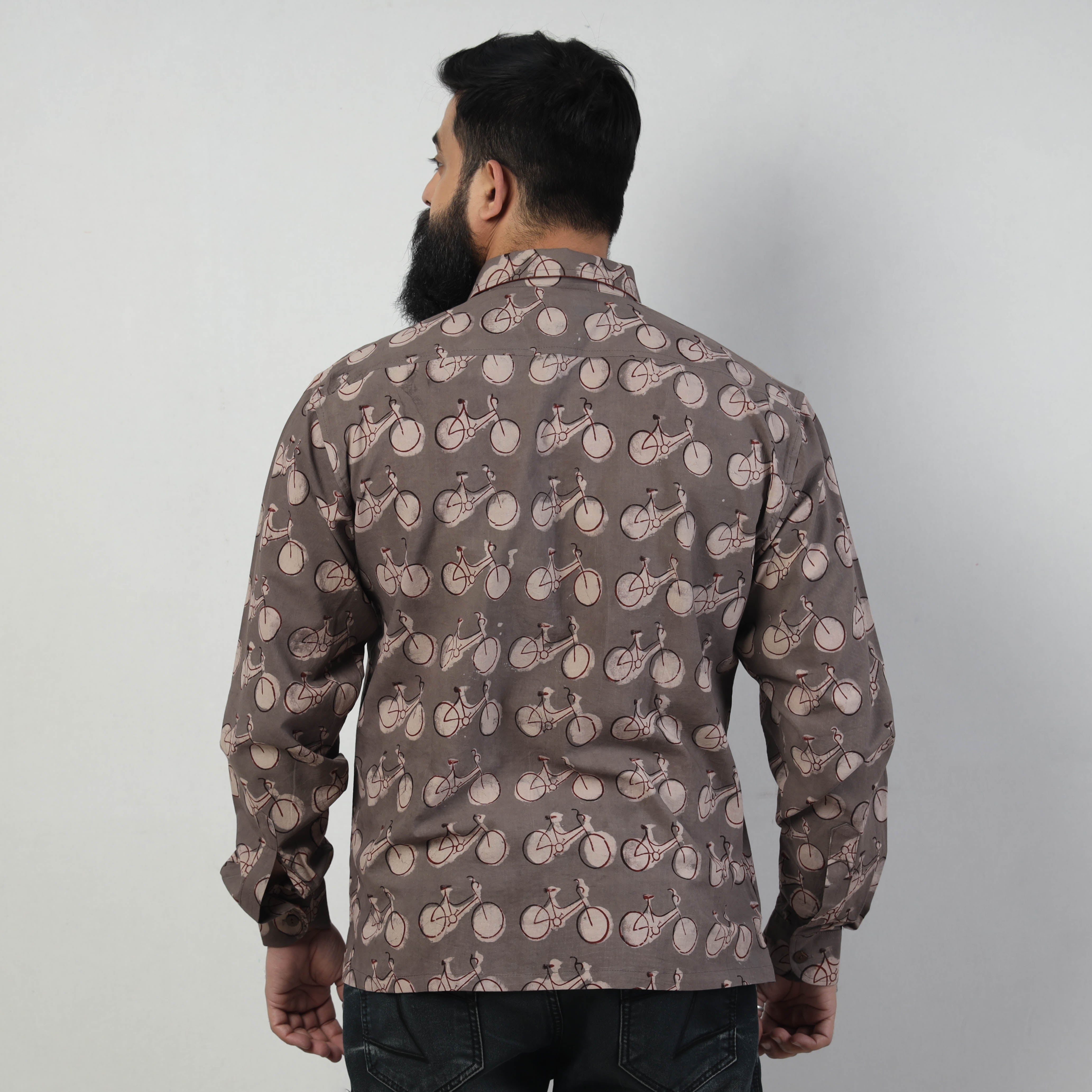 BINDAAS UNLIMITED Brown - Bindaas Block Art Printed Cotton Men Full Sleeve Shirt - view 5