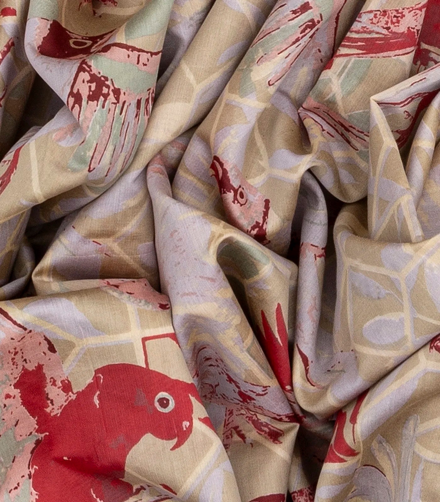 RmKV Dusty Pink Handloom Chanderi Cotton Saree With Printed Bird Motifs-Dusty Pink - view 3